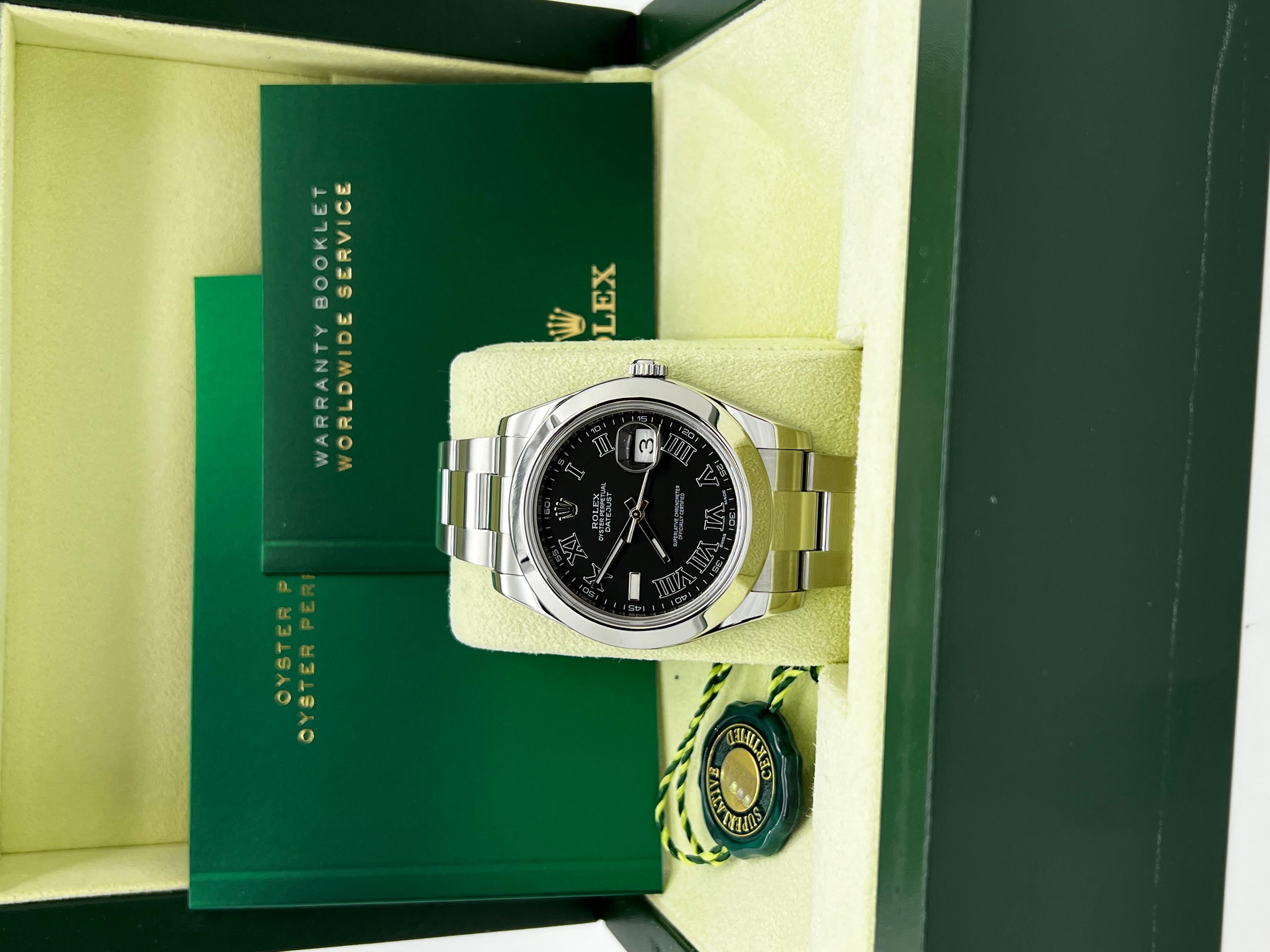 Style Number: 116300



Serial: U0U21***



Year: 2010 - 2018

 

Model: Datejust II

 

Case Material: Stainless Steel

 

Band: Stainless Steel

 

Bezel: Stainless Steel

 

Dial: Black Roman Dial

 

Face: Sapphire Crystal

 

Case Size: 41mm

