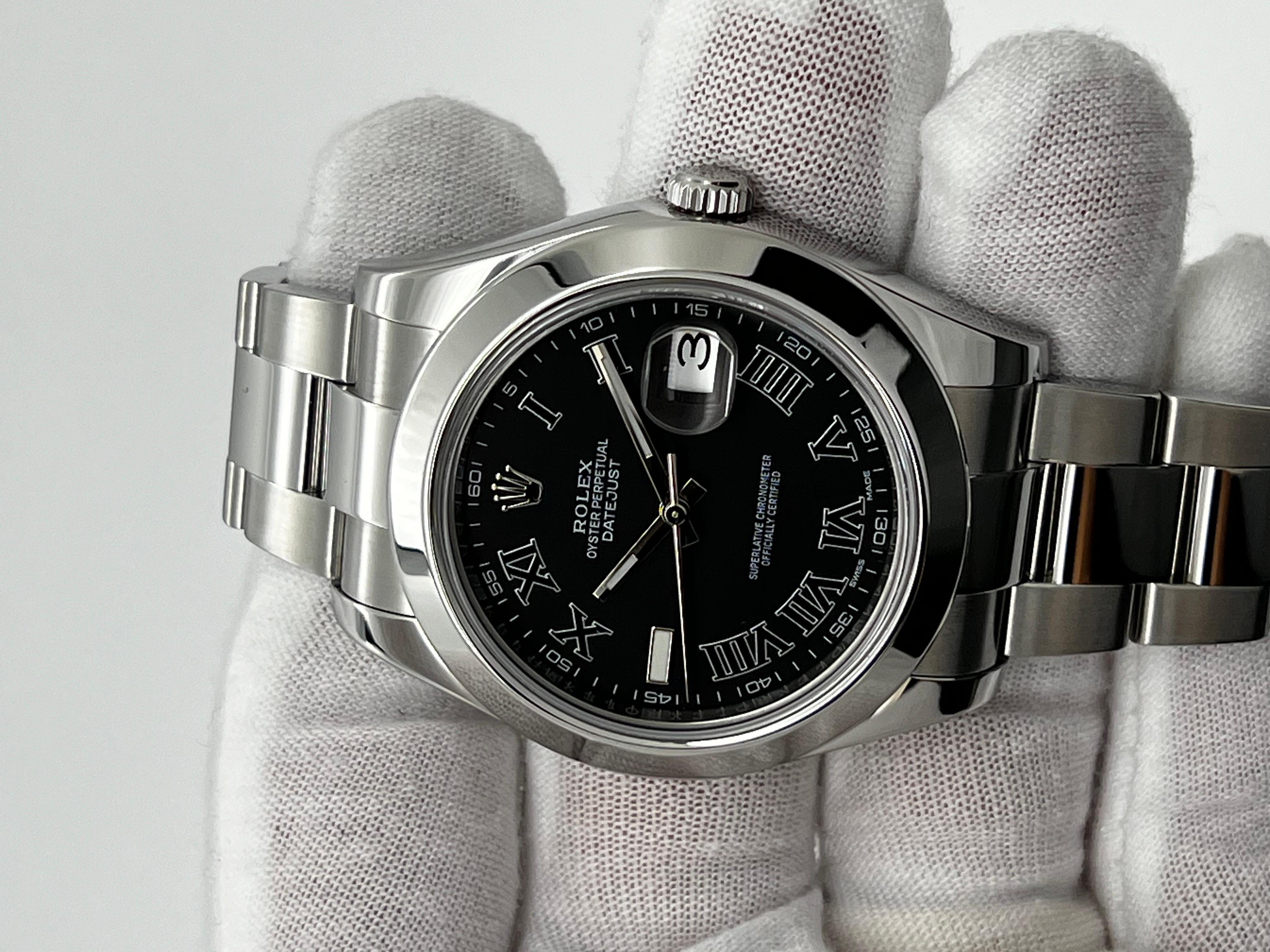 Men's Rolex 116300 Datejust II 41mm Black Roman Dial Stainless Steel Box Booklets