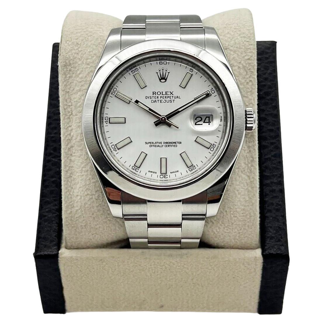 Rolex 116300 Datejust II Montre à cadran blanc 41 mm en acier inoxydable avec boîte et papier, 2014