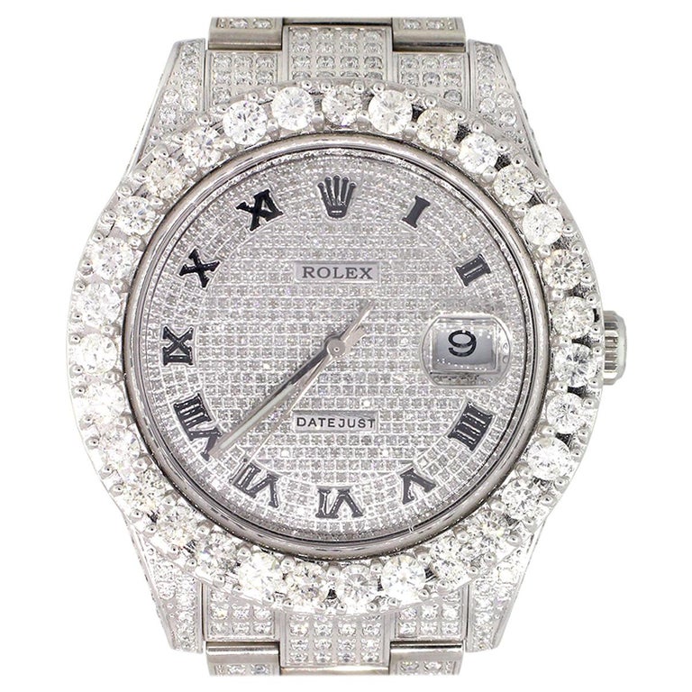 Rolex 116300 Datejust II Diamond Pave Roman Dial Wristwatch For Sale at ...