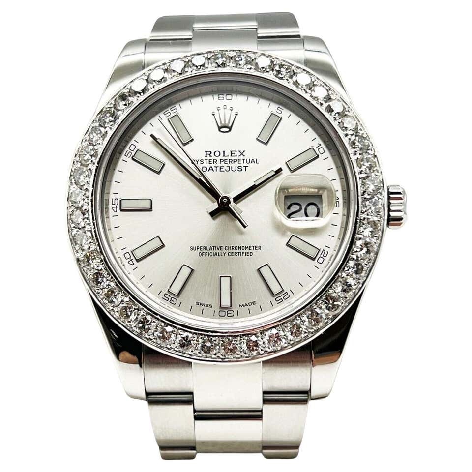 Rolex Full Rolex Datejust Diamond Bezel Silver Dial Stainless Steel Ladies Watch ...