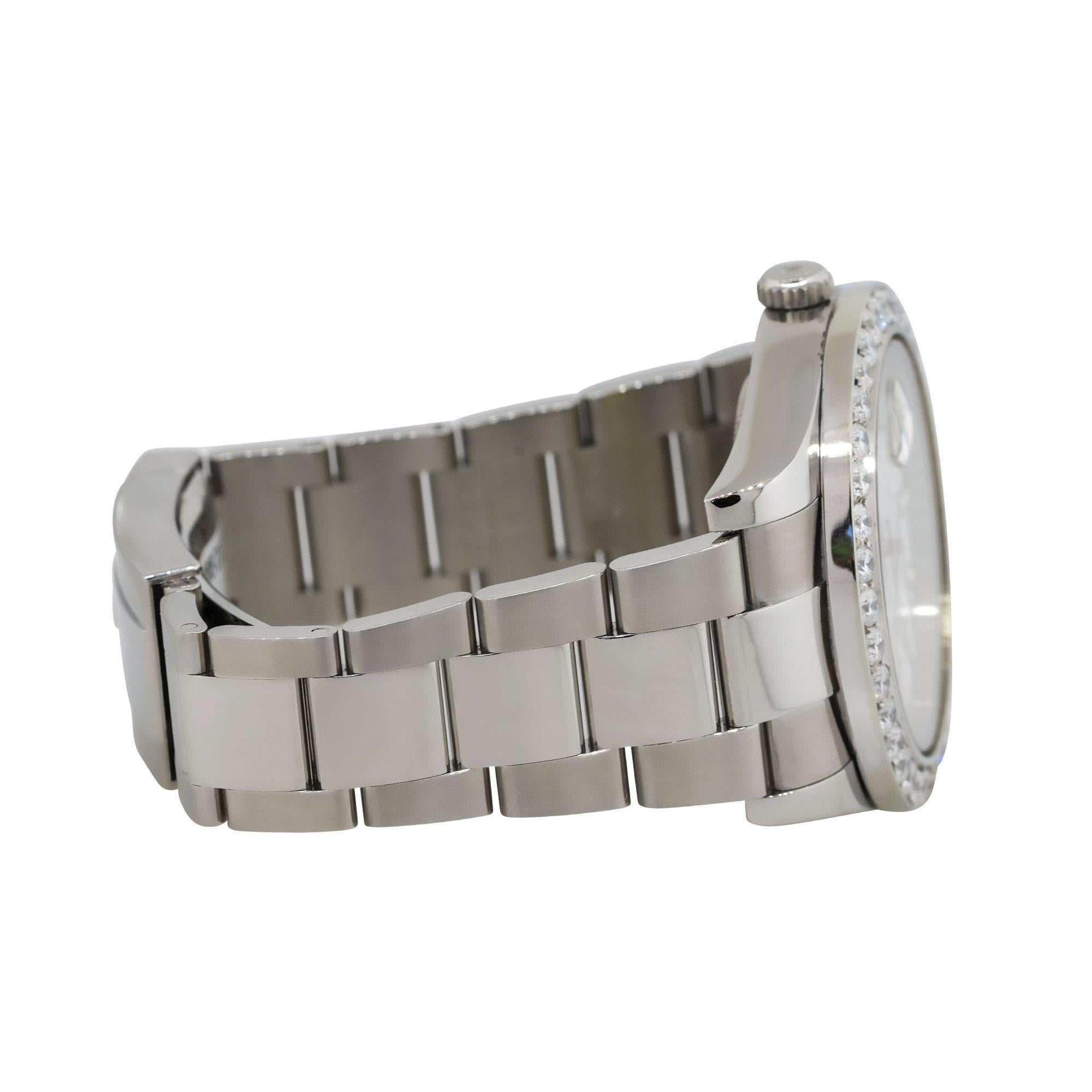 Round Cut Rolex 116300 Datejust II Stainless Steel White Dial Diamond Watch