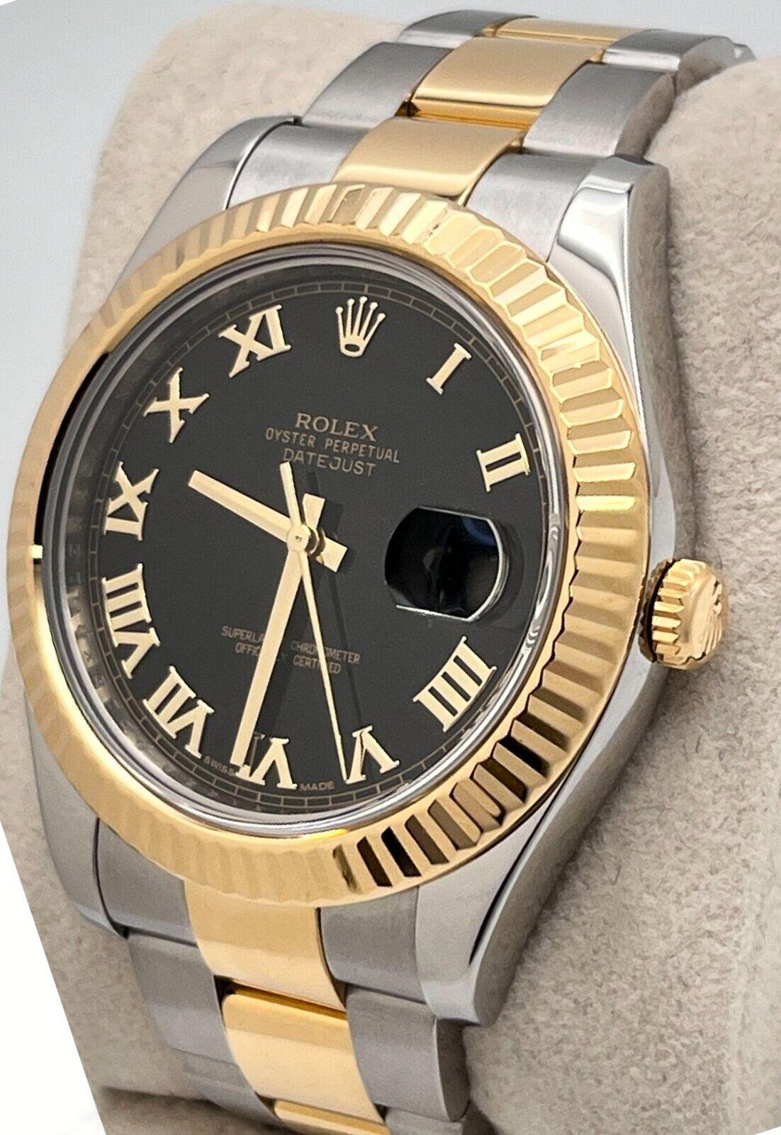 Stilnummer: 116333 



Seriennummer: MY731***



Jahr: 2010- 2017

 

Modell: Datejust II 41mm 

 

MATERIAL des Gehäuses: Rostfreier Stahl 

 

Band: 18K Gelbgold & Edelstahl 

 

Lünette: 18K Gelbgold 

 

Zifferblatt: Schwarzes römisches
