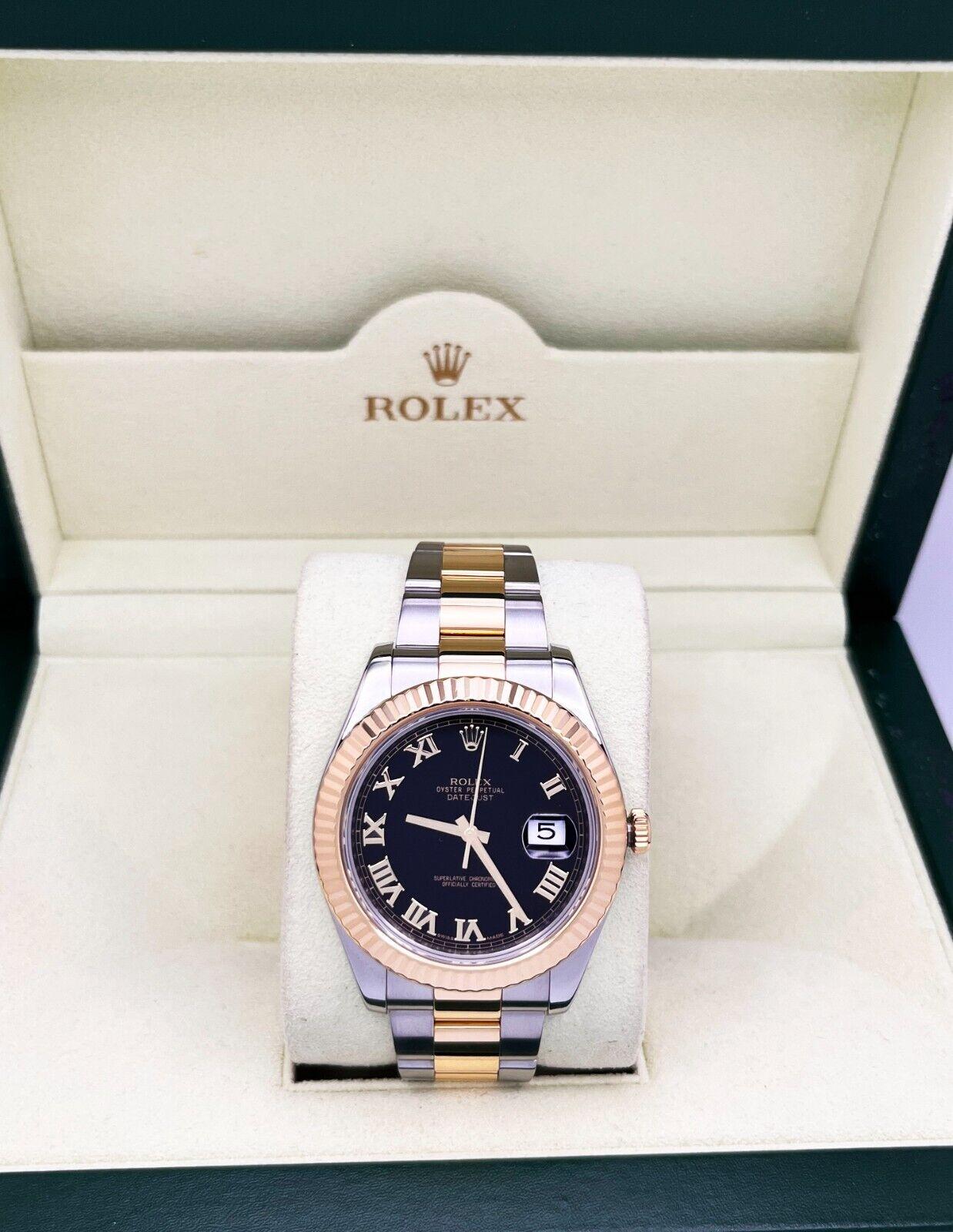 Rolex Datejust II 116333 41mm Schwarzes römisches Zifferblatt 18K Gelbgold Stahlschachtel-Bücherregal 2