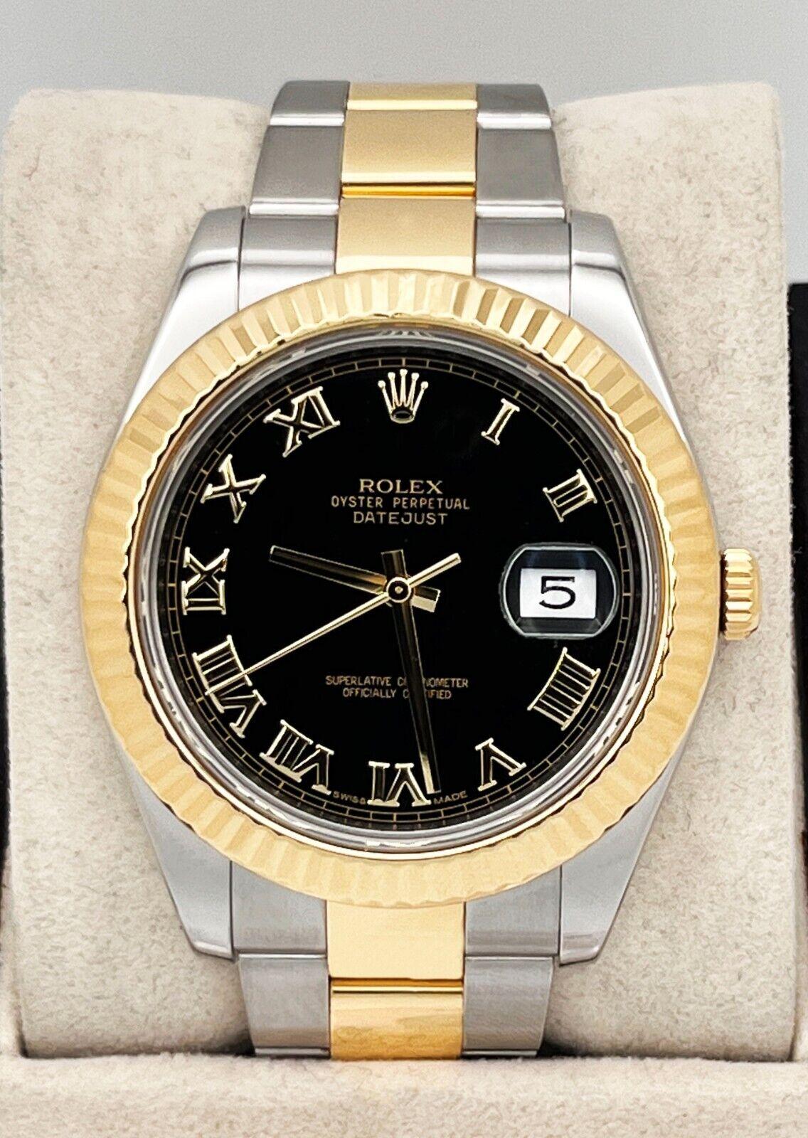 Rolex Datejust II 116333 41mm Schwarzes römisches Zifferblatt 18K Gelbgold Stahlschachtel-Bücherregal 4