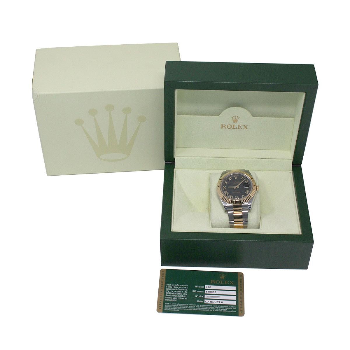 Rolex 116333 Datejust II Black Roman Dial Watch 2