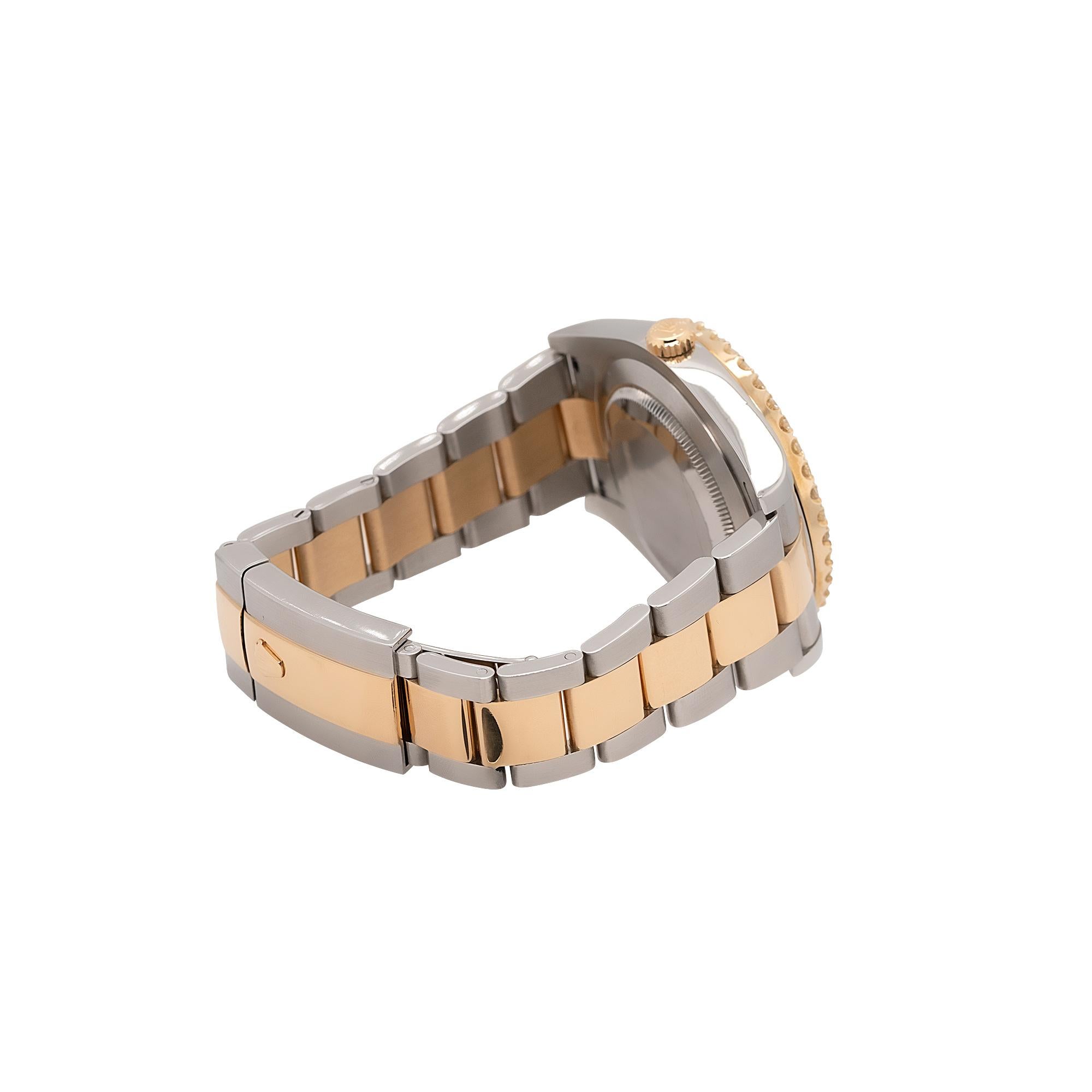 Round Cut Rolex 116333 Datejust II Two Tone Green Roman Diamond Watch For Sale