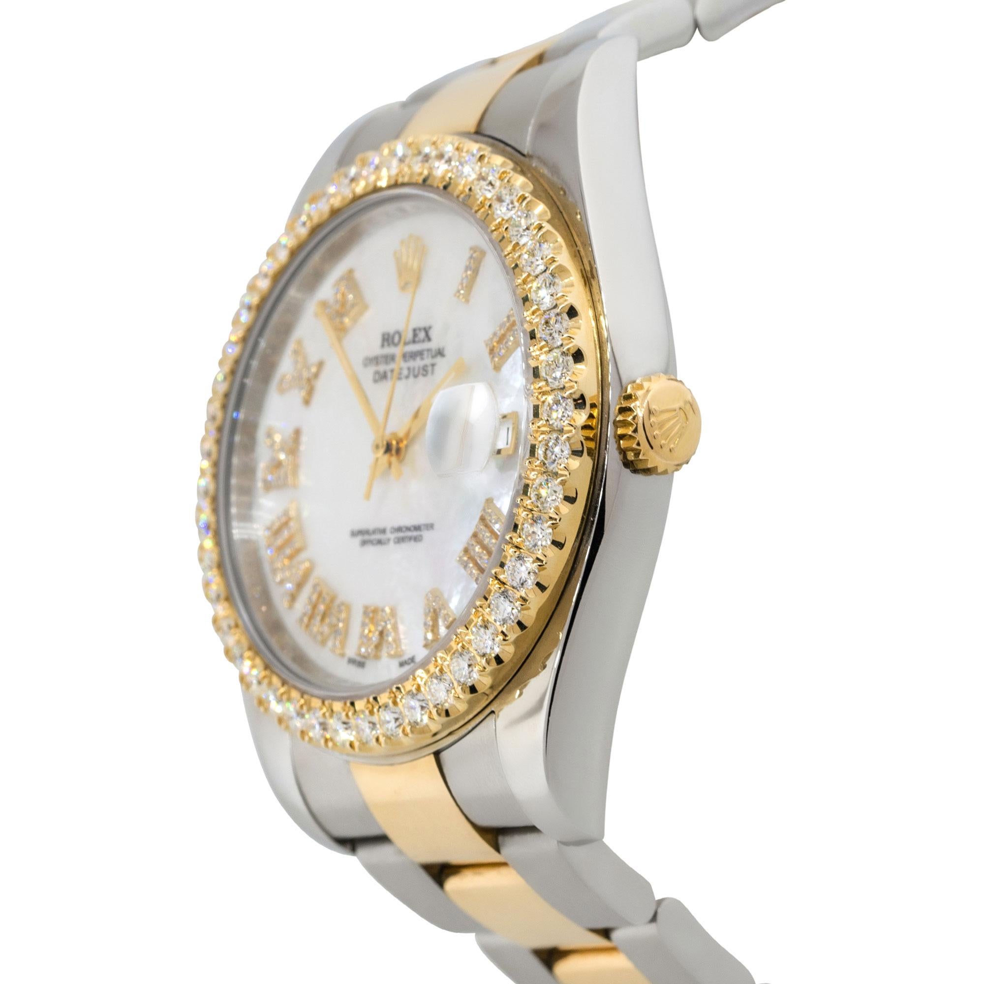 Round Cut Rolex 116333 Datejust II Two Tone Mother of Pearl Diamond Watch