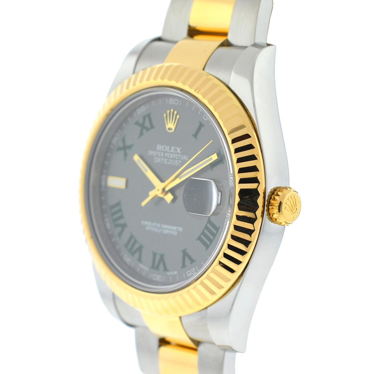 Rolex 116333 Datejust II Two-Tone Slate Dial Automatic Watch In Excellent Condition In Boca Raton, FL