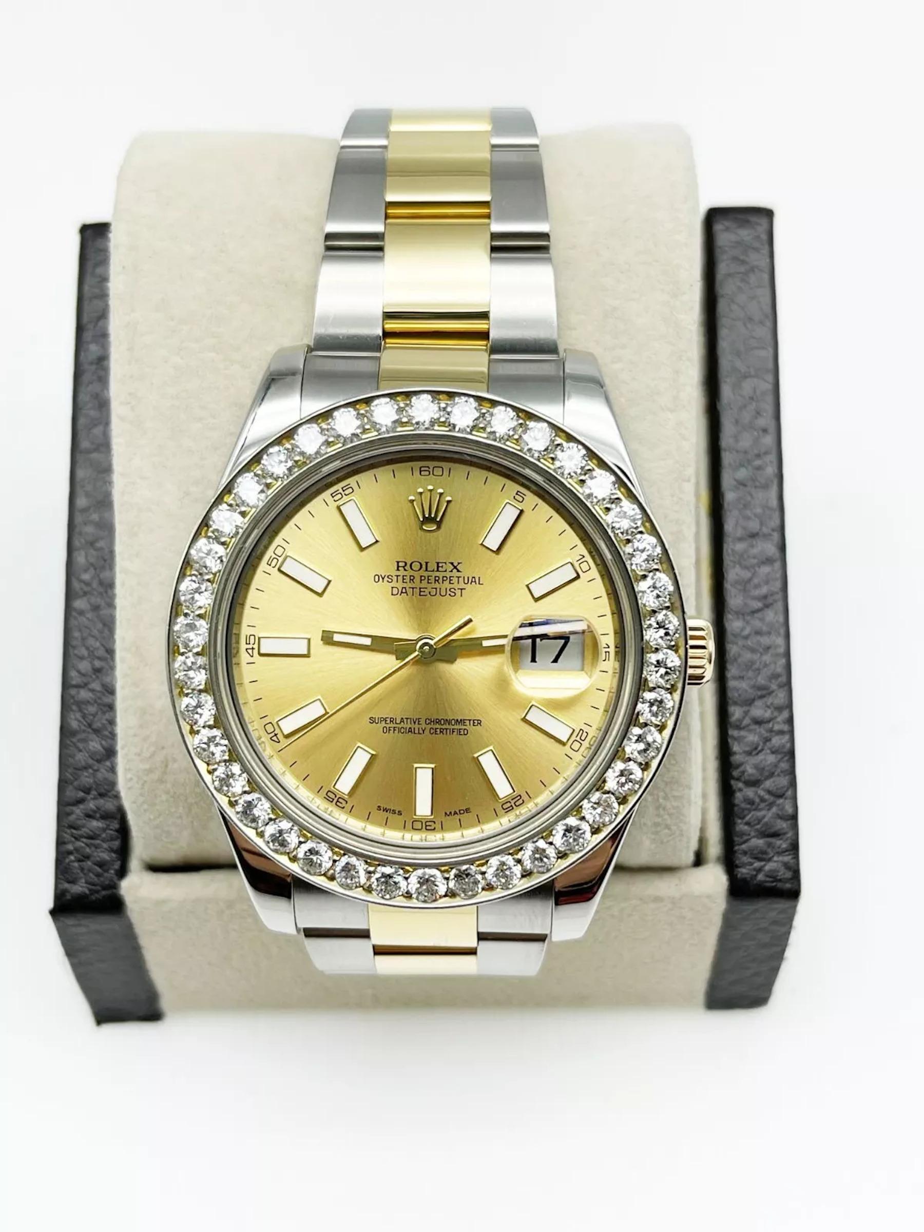 Rolex Datejust II 116333 41mm Diamond Bezel Champagne Dial 18K Yellow Gold Steel 2