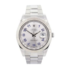 Rolex 116334 Datejust Blue Arabic Silver Dial Wristwatch