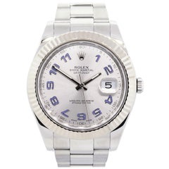 Rolex 116334 Datejust Blue Arabic Silver Dial Wristwatch