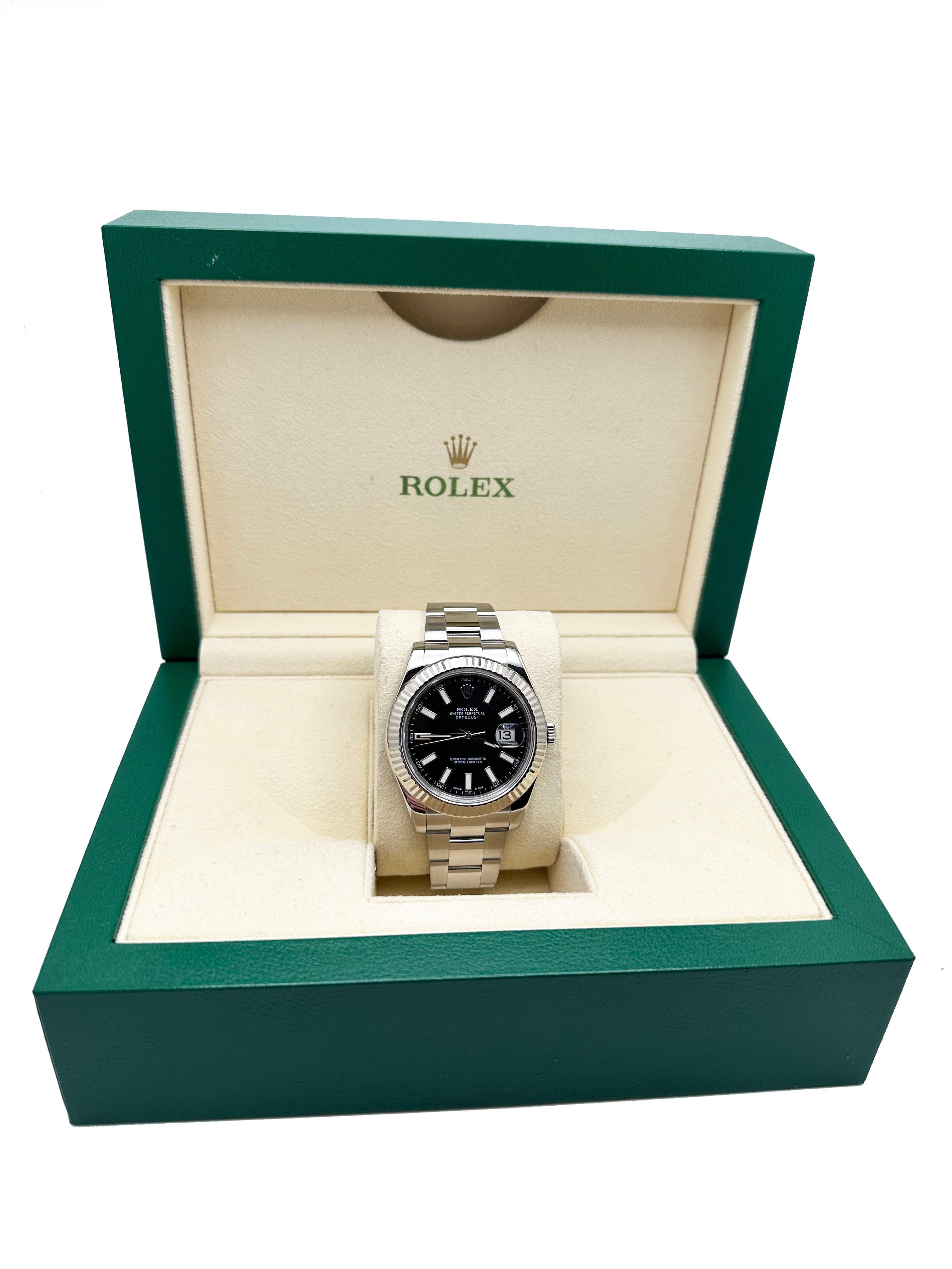 Stilnummer: 116334



Seriennummer: 2C3Z5***



Jahr: 2009-2016

 

Modell: Datejust II 41mm

 

MATERIAL des Gehäuses: Rostfreier Stahl 

 

Band: Rostfreier Stahl 

 

Lünette: Glatte Lünette aus Edelstahl 

 

Zifferblatt: Schwarzes Zifferblatt