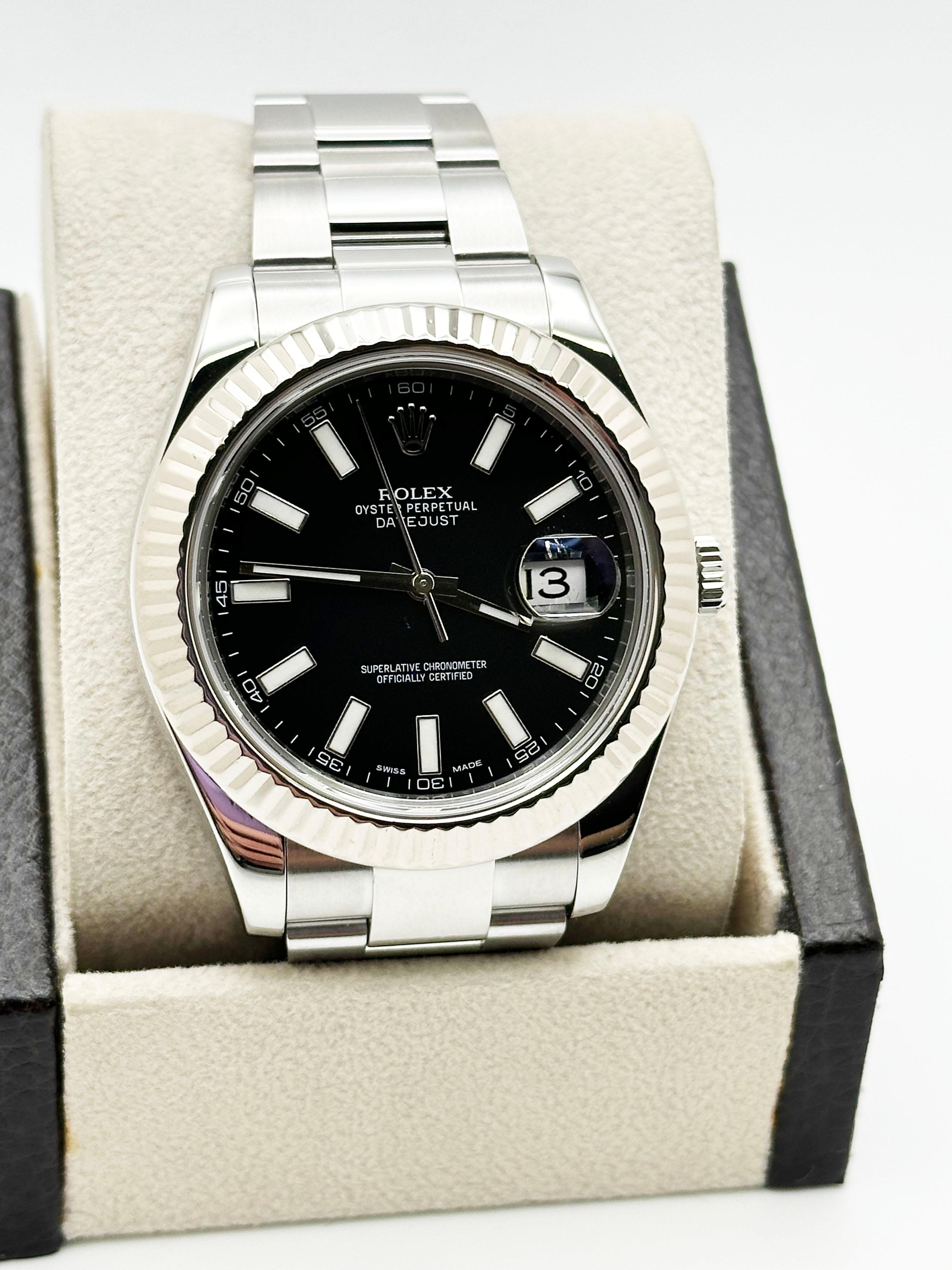 Rolex 116334 Datejust II 41mm schwarzes Zifferblatt Edelstahl Box Herren