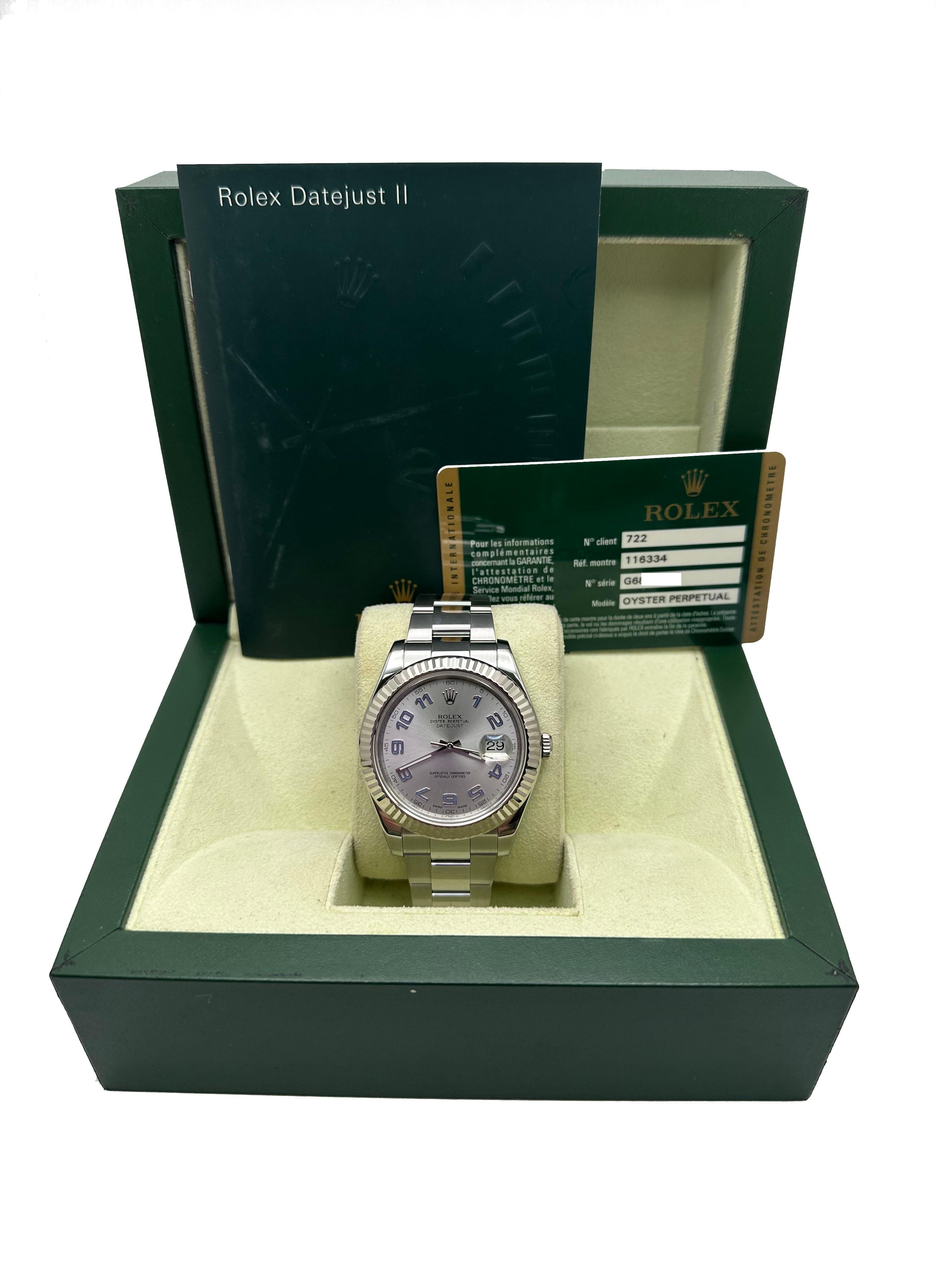 Rolex 116334 Datejust II 41 mm rodio quadrante arabo scatola di carta inossidabile 4