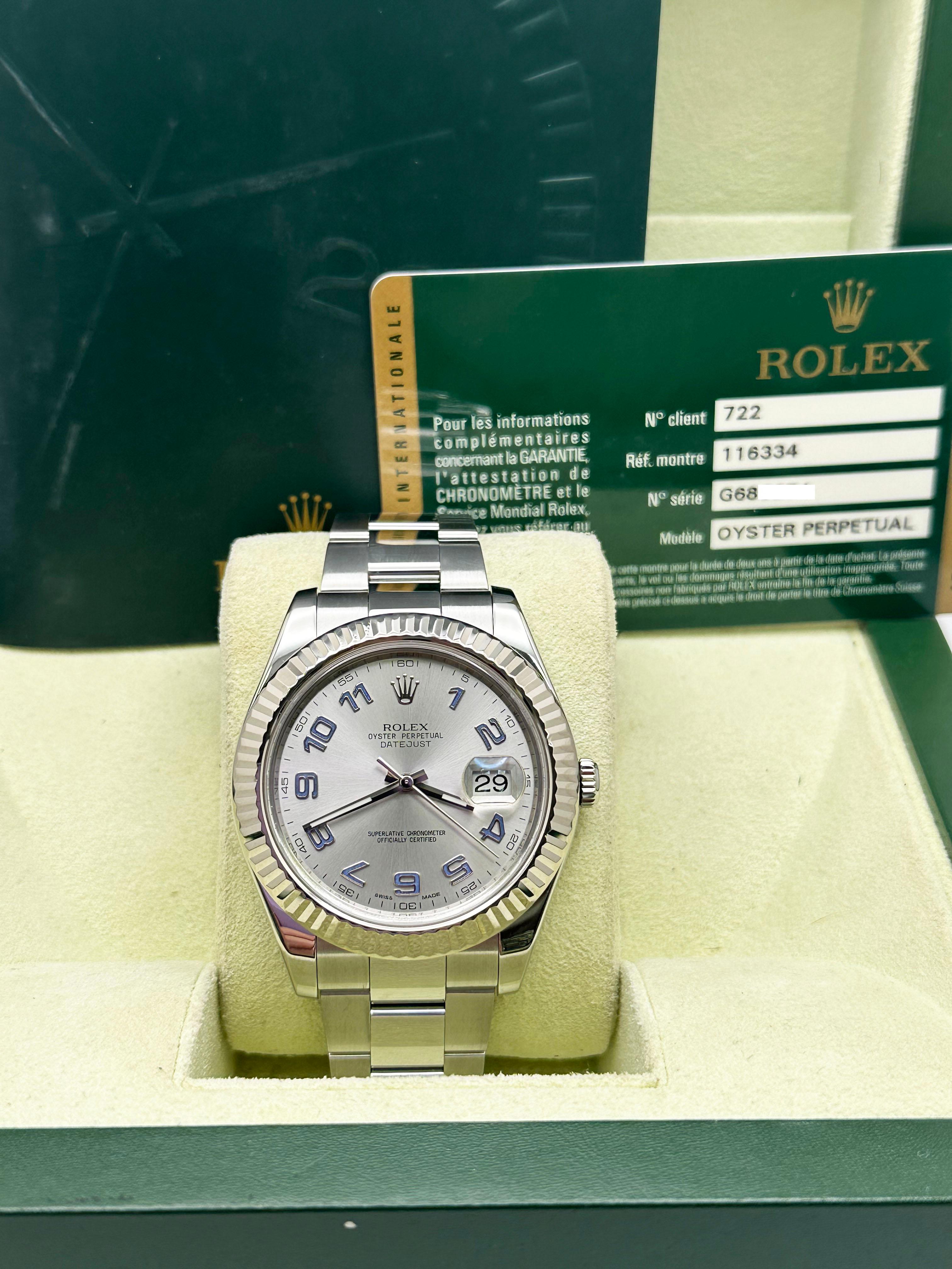 Rolex 116334 Datejust II 41 mm rodio quadrante arabo scatola di carta inossidabile 5
