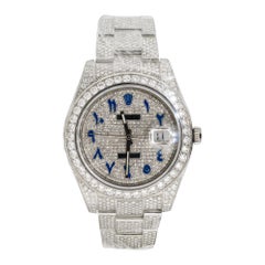 Rolex 116334 Datejust II All Diamond Blue Arabic Dial Watch