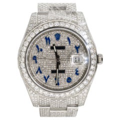 Rolex 116334 Datejust II All Diamond Blue Arabic Dial Watch