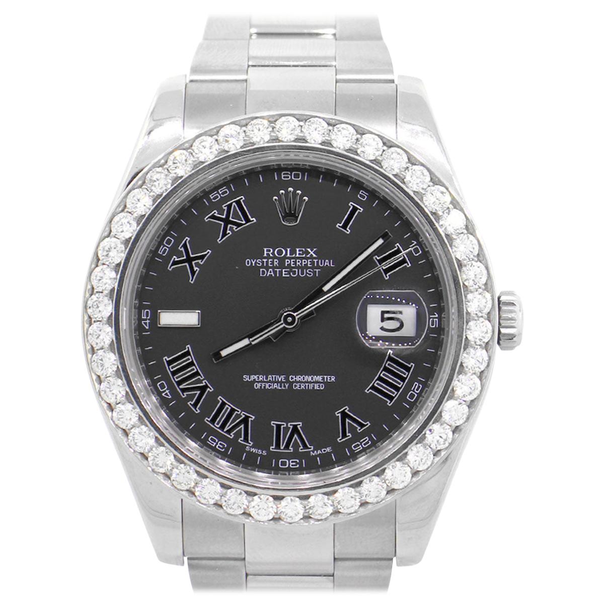 Rolex 116334 Datejust II Black Roman Dial Watch