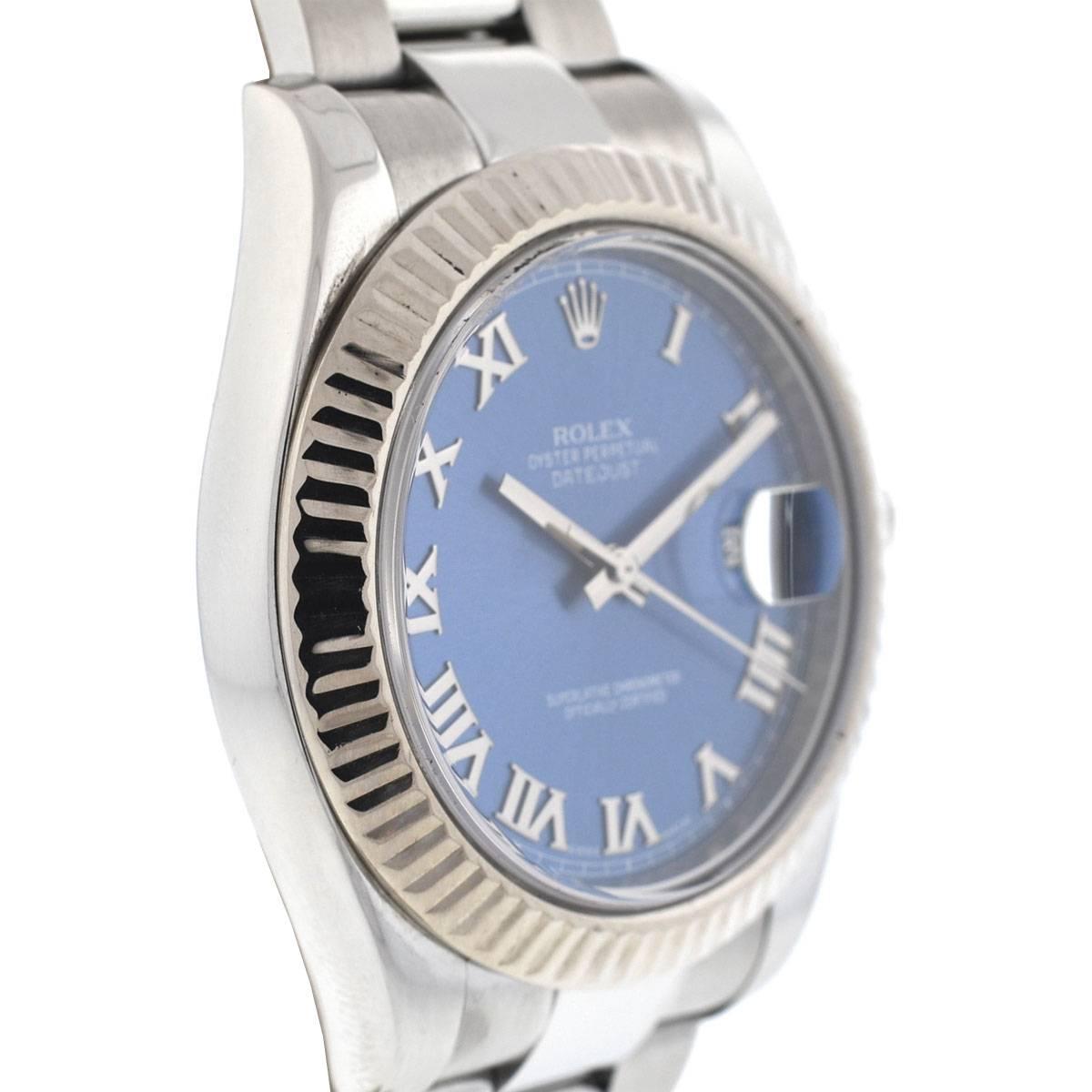 Rolex 116334 Datejust II Blue Dial Stainless Steel Automatic Watch In Excellent Condition In Boca Raton, FL