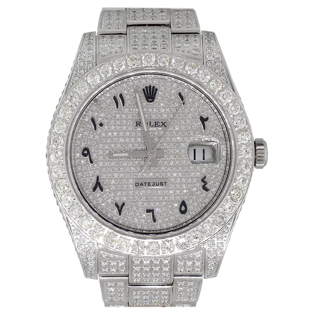 Rolex 116334 Datejust II Diamond Pave Arabic Dial Wristwatch
