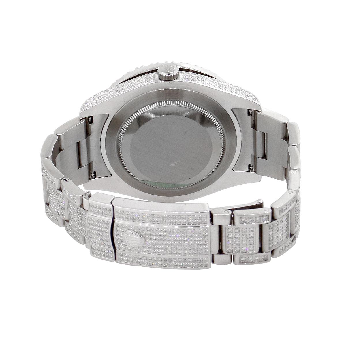 Round Cut Rolex 116300 Datejust II Diamond Pave Roman Dial Wristwatch