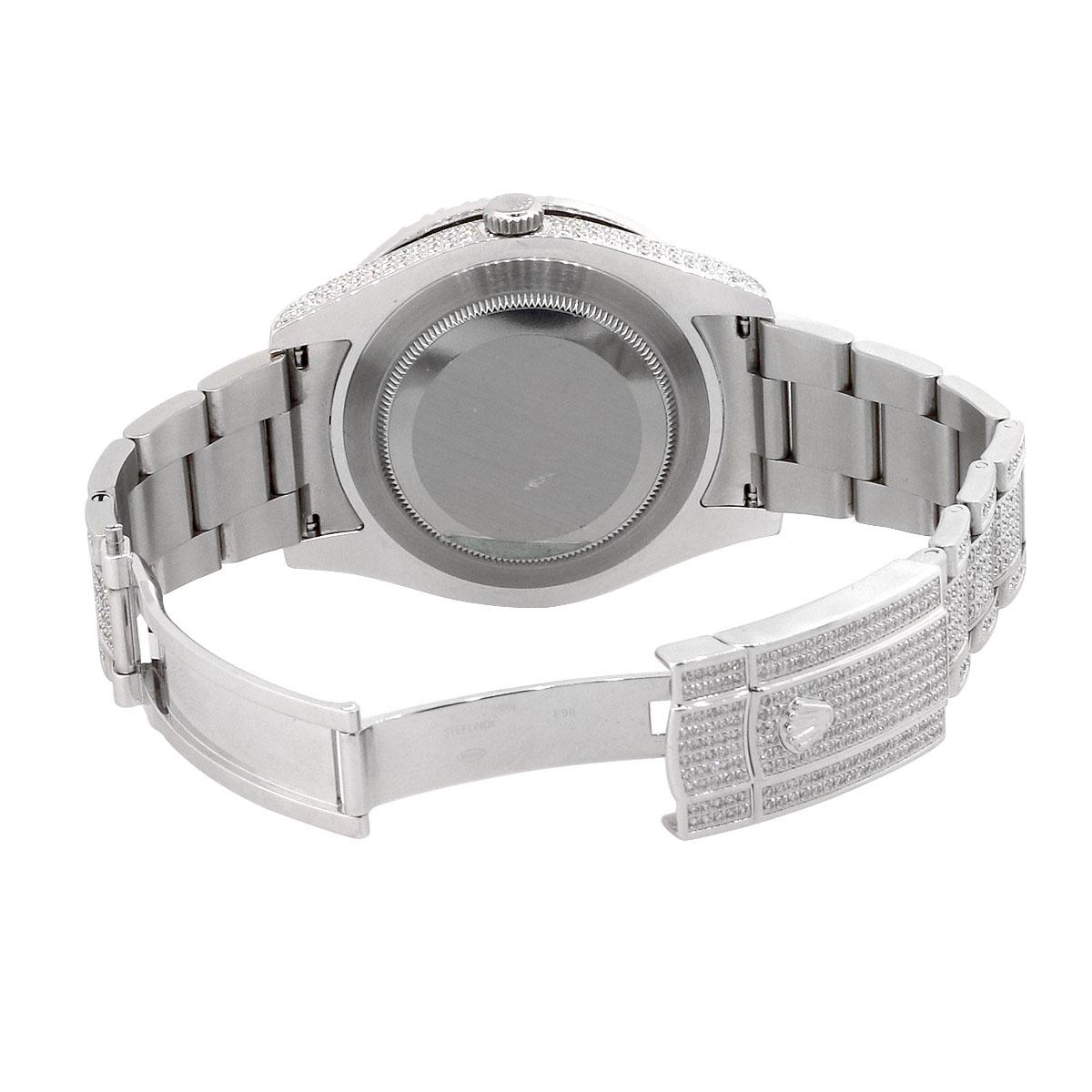 Rolex 116300 Datejust II Diamond Pave Roman Dial Wristwatch In Excellent Condition In Boca Raton, FL
