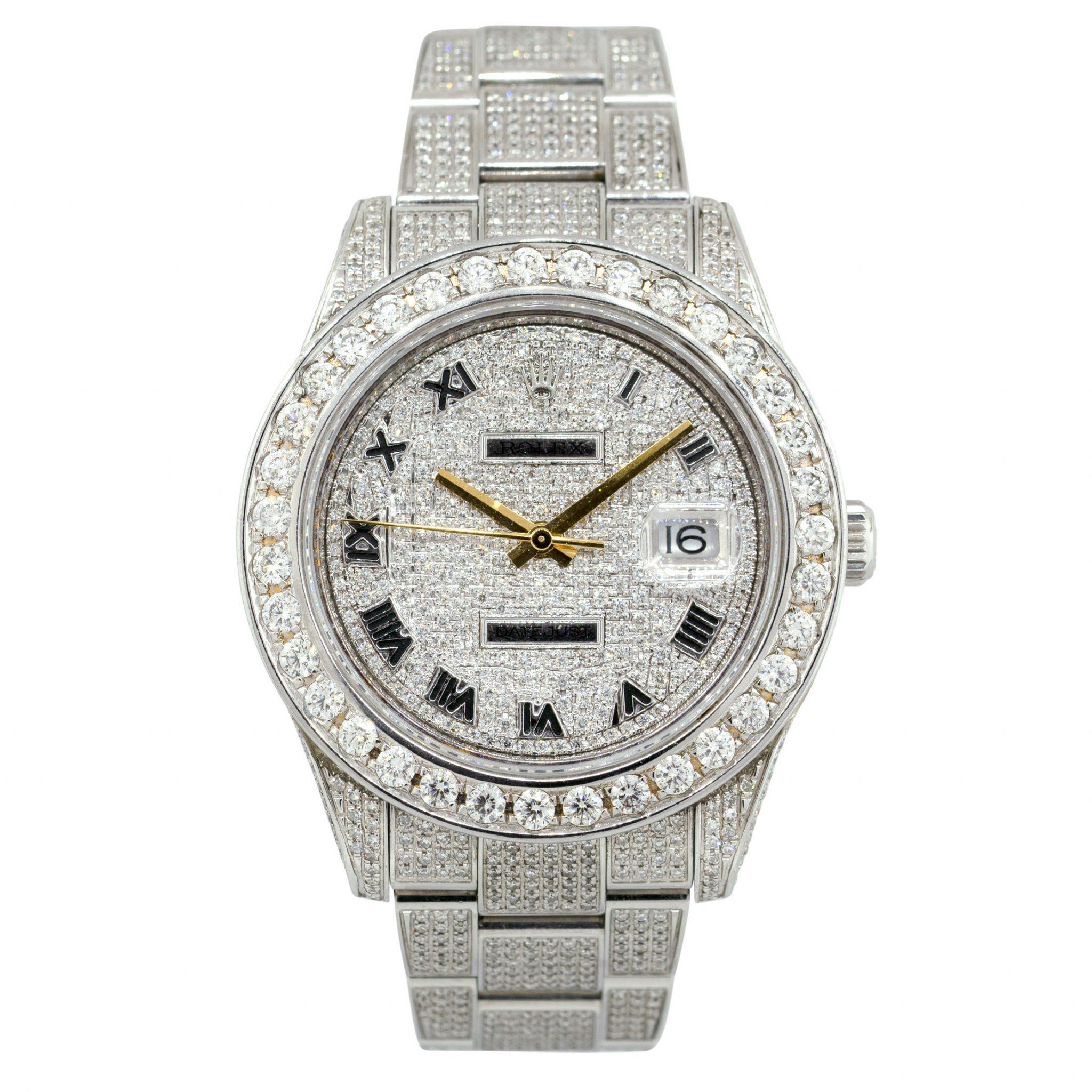 The Rolex 116334 Datejust Stainless Steel All Diamond Pave Watch is a true embodiment of luxury and elegance. Crafted from stainless steel, this timepiece is adorned with a breathtaking array of diamonds, creating a stunning pave-set design that