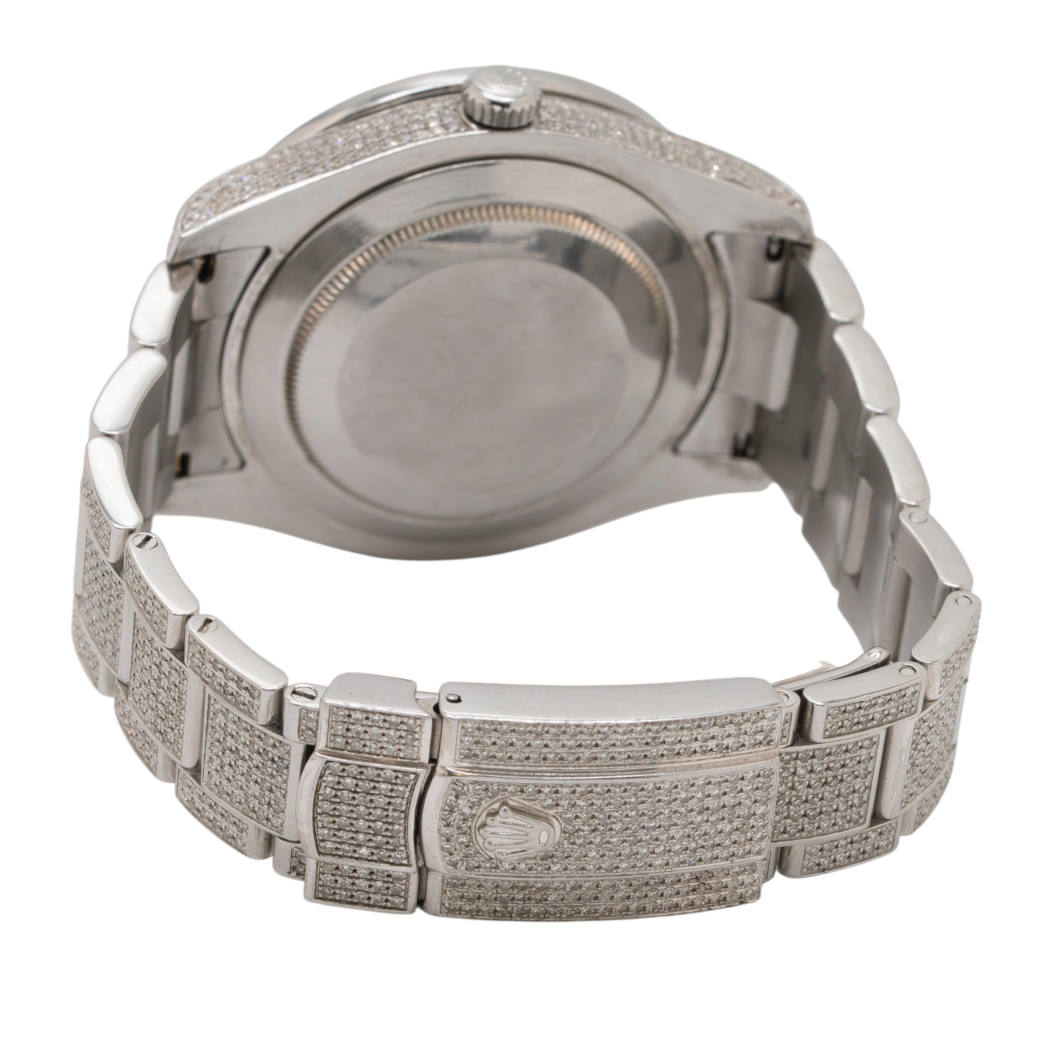 Rolex 116334 Datejust Montre en acier inoxydable entièrement pavée de diamants Excellent état - En vente à Boca Raton, FL