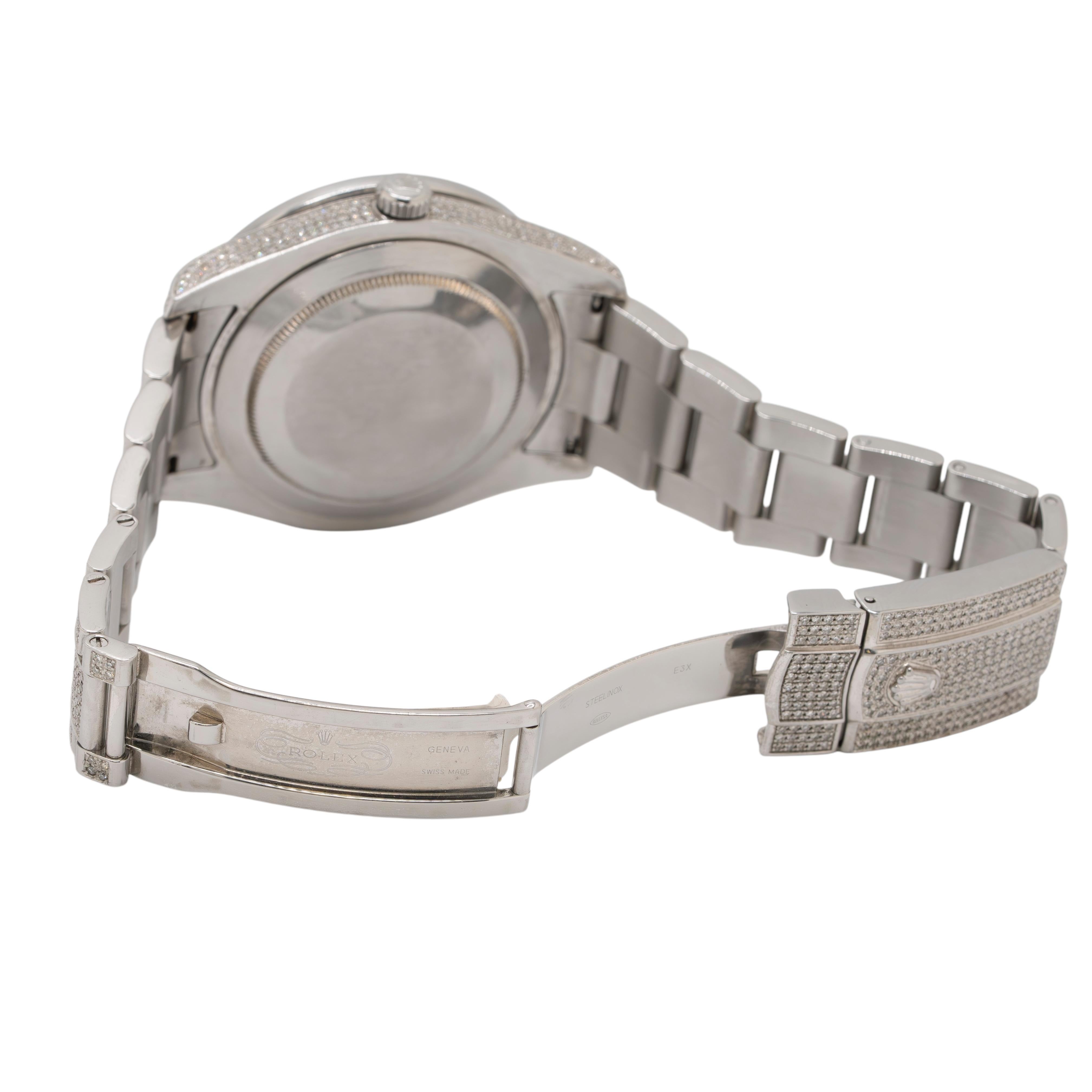 Rolex 116334 Datejust Montre en acier inoxydable entièrement pavée de diamants Unisexe en vente