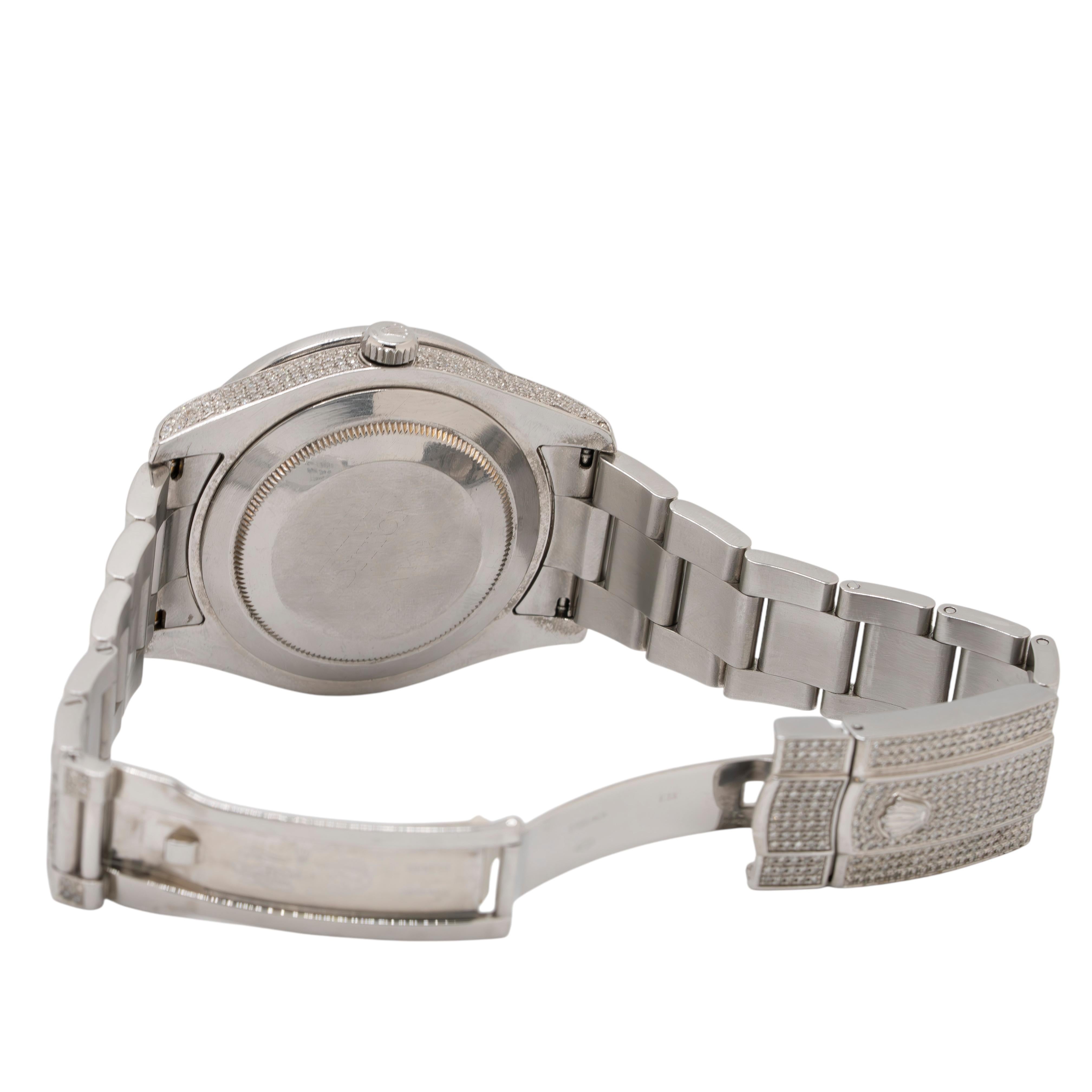 Rolex 116334 Datejust Montre en acier inoxydable entièrement pavée de diamants en vente 1