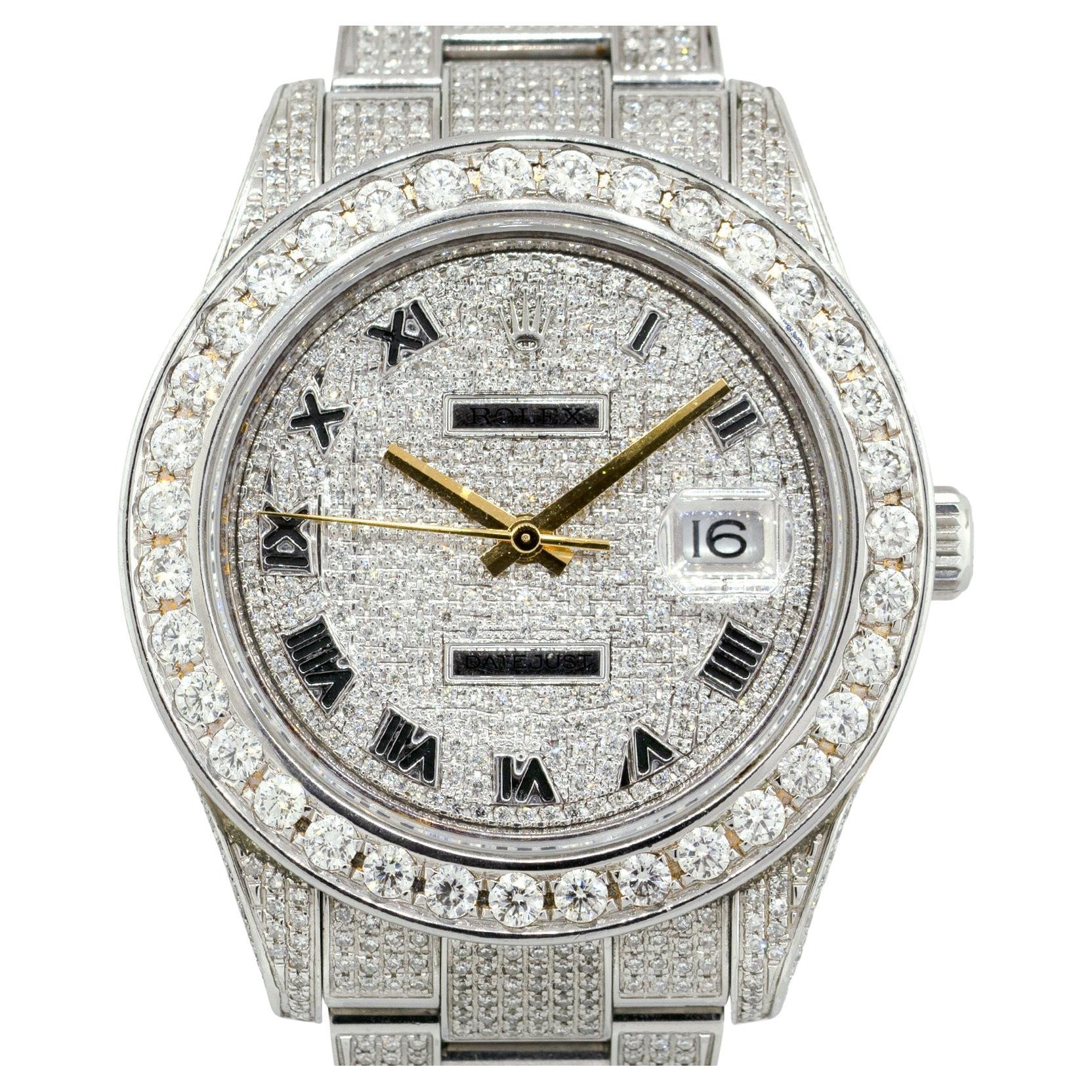 Rolex 116334 Datejust Stainless Steel All Diamond Pave Watch For Sale