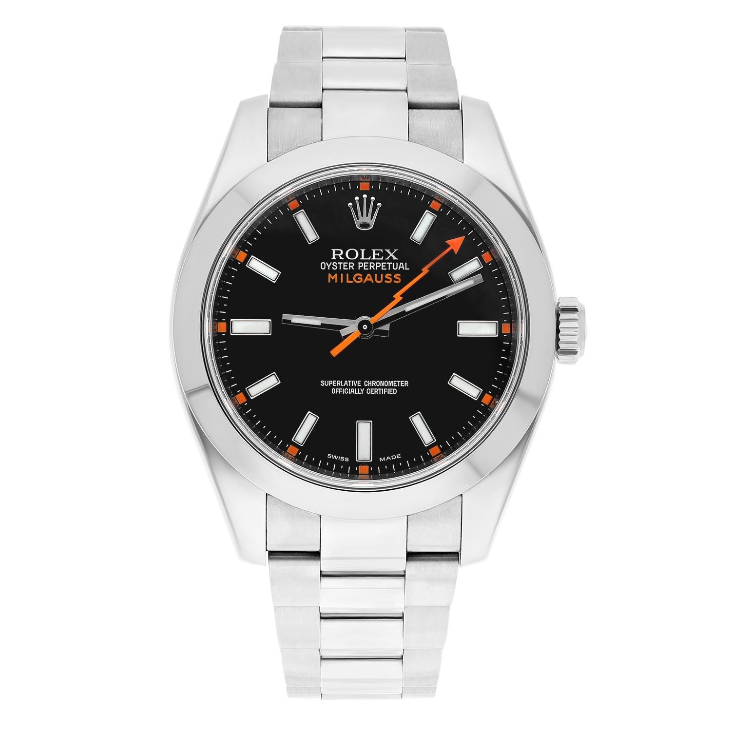 This watch has been professionally polished, serviced and is in excellent overall condition. There are absolutely no visible scratches or blemishes. Model features quick-set movement. Authenticity guaranteed! The sale comes with a Rolex box, papers,