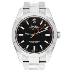 Montre Rolex 116400 Milgauss 40mm Acier inoxydable Aiguille orange Cadran noir