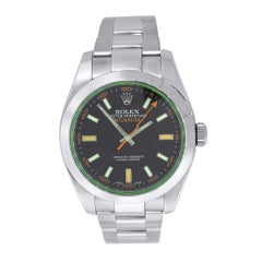 Rolex 116400 Milgauss Oyster Perpetual Black, Green and Orange Dial Watch