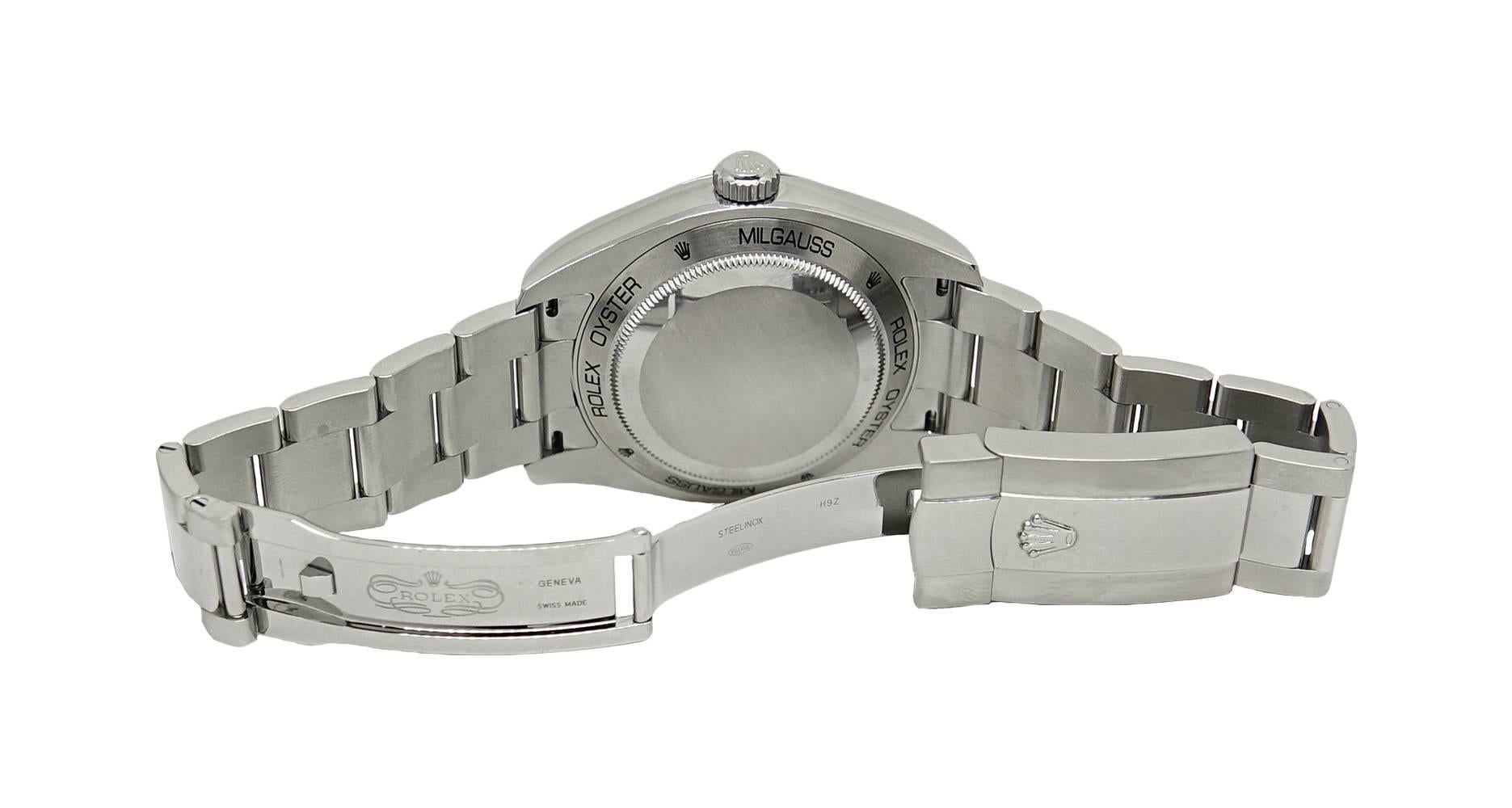 Women's or Men's Rolex 116400V Stainless Steel Milgauss Wristwatch For Sale