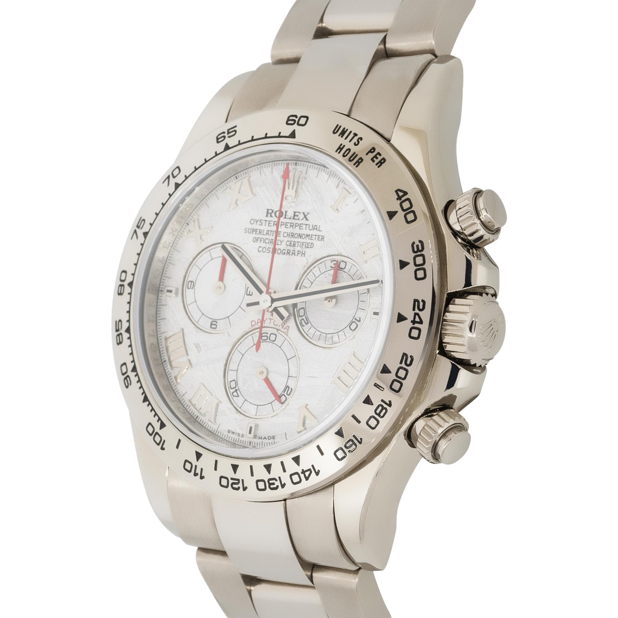 Montre Cosmographe Rolex 116509 Daytona en or blanc 18 carats avec cadran en météorite Unisexe en vente