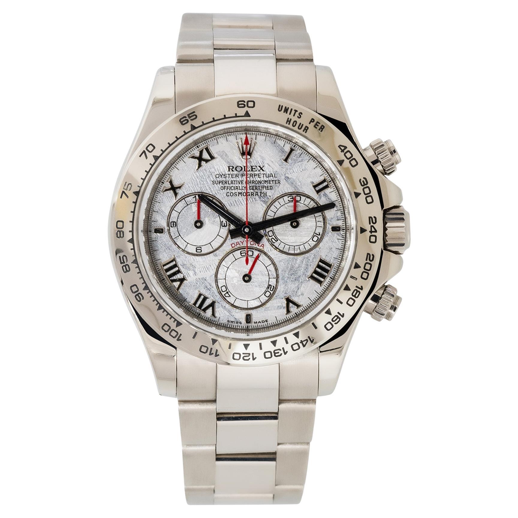 Rolex 116509 Daytona 18k White Gold Meteorite Dial Cosmograph Watch For Sale