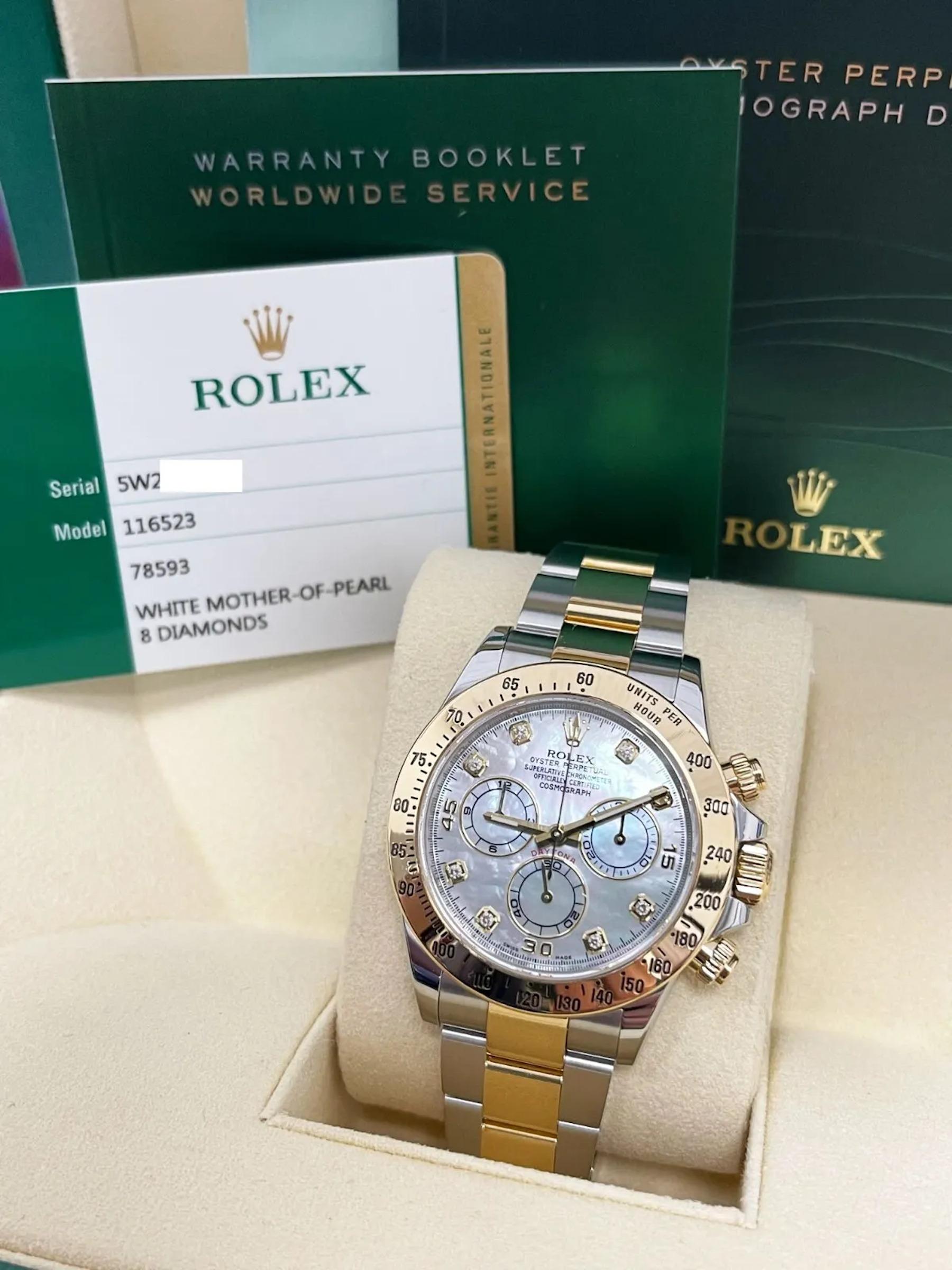 Rolex 116523 Daytona MOP Diamond Dial 18K Yellow Gold Stainless Box Paper 2016 4
