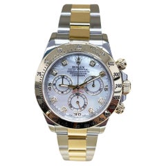 Rolex 116523 Daytona MOP Diamond Dial 18K Yellow Gold Stainless Box Paper 2016