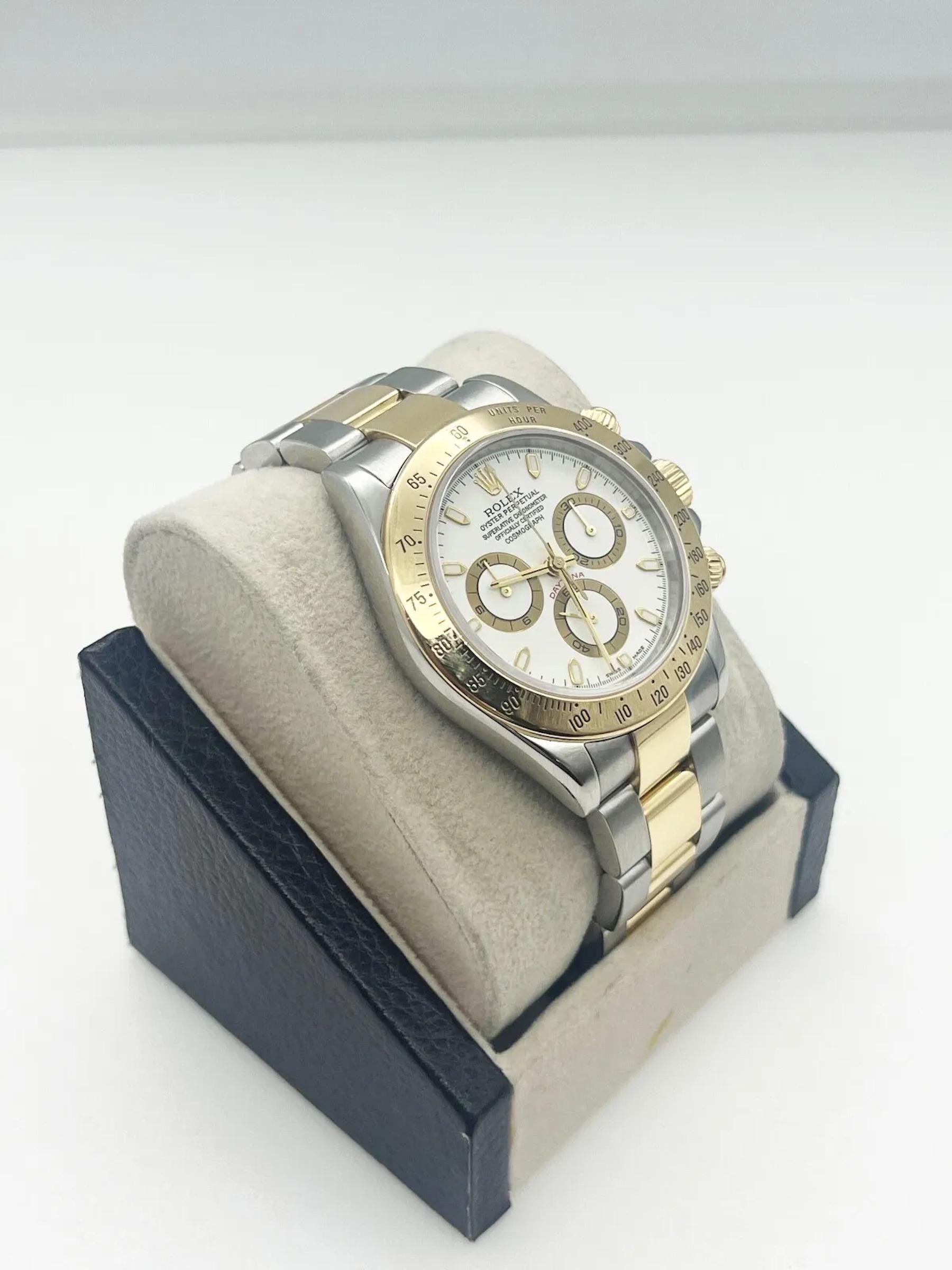 Rolex 116523 Daytona Weißes Zifferblatt 18K Gelbgold Edelstahl im Zustand „Hervorragend“ in San Diego, CA