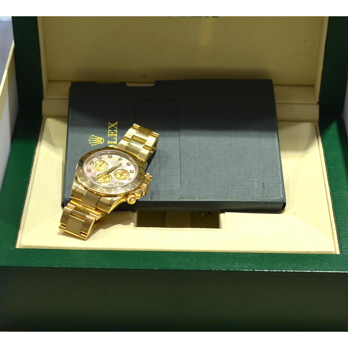 Rolex 116528 Daytona 18k Yellow Gold MOP Factory Diamond Dial Watch 8