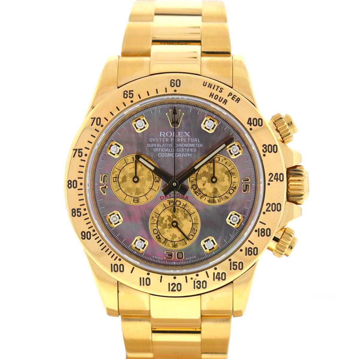 Rolex 116528 Daytona 18k Yellow Gold MOP Factory Diamond Dial Watch