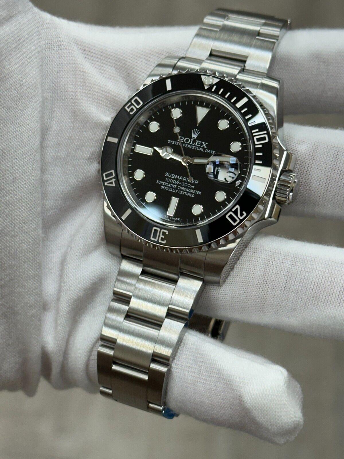Rolex 116610 Submariner Black Ceramic Stainless 40mm Box Paper 2017 In Excellent Condition For Sale In San Diego, CA