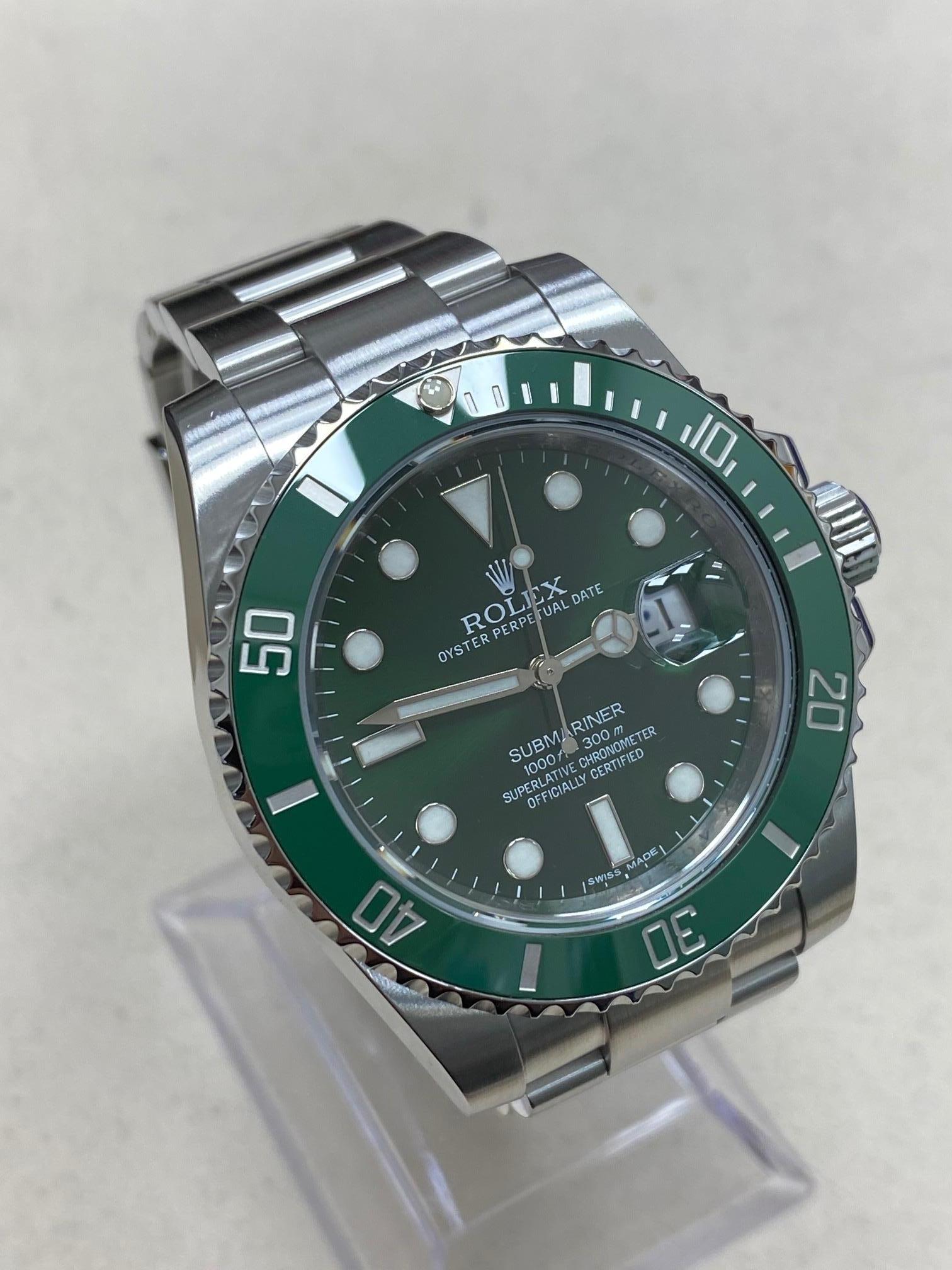 Rolex 116610 Submariner Green Ceramic Hulk Stainless Steel Box Papers 2014 2