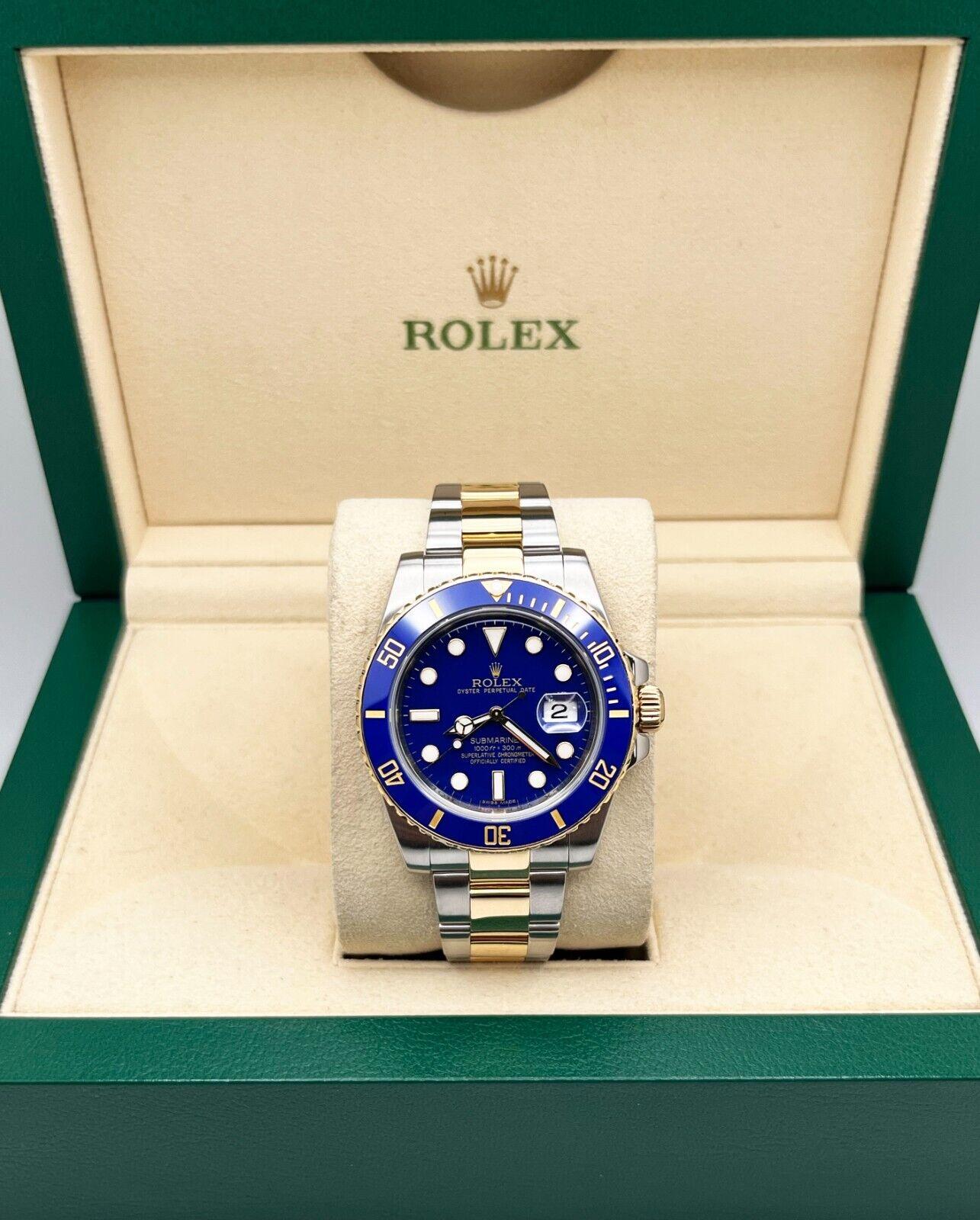 Rolex 116613 Submariner Blaues Zifferblatt Keramik 18K Gelbgold Edelstahl Box 1