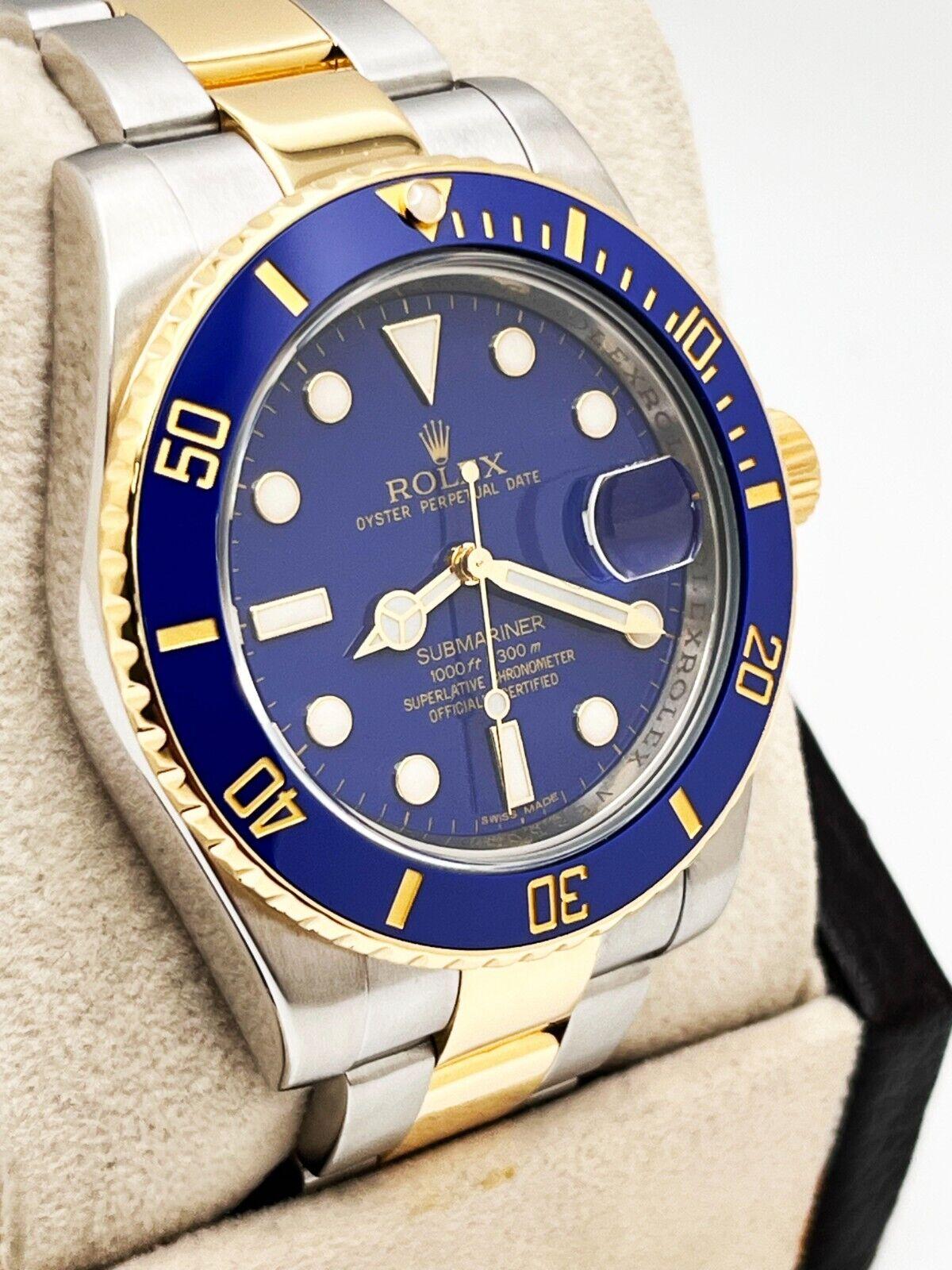 Rolex 116613 Submariner Blaues Zifferblatt Keramik 18K Gelbgold Edelstahl Box 2