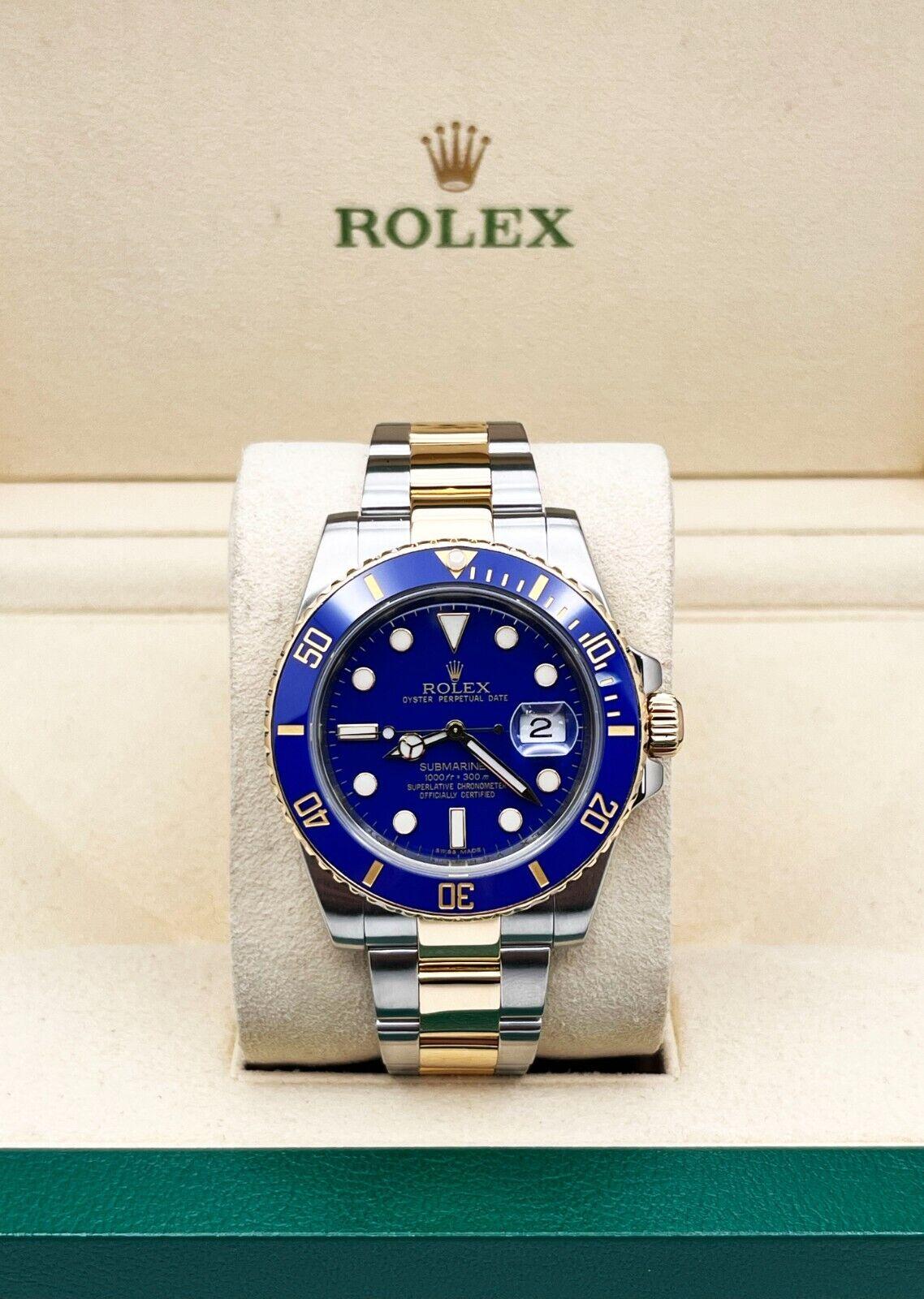 Rolex 116613 Submariner Blaues Zifferblatt Keramik 18K Gelbgold Edelstahl Box 3