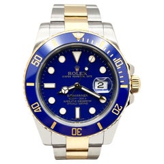 Rolex 116613 Submariner Blaues Zifferblatt Keramik 18K Gelbgold Edelstahl Box