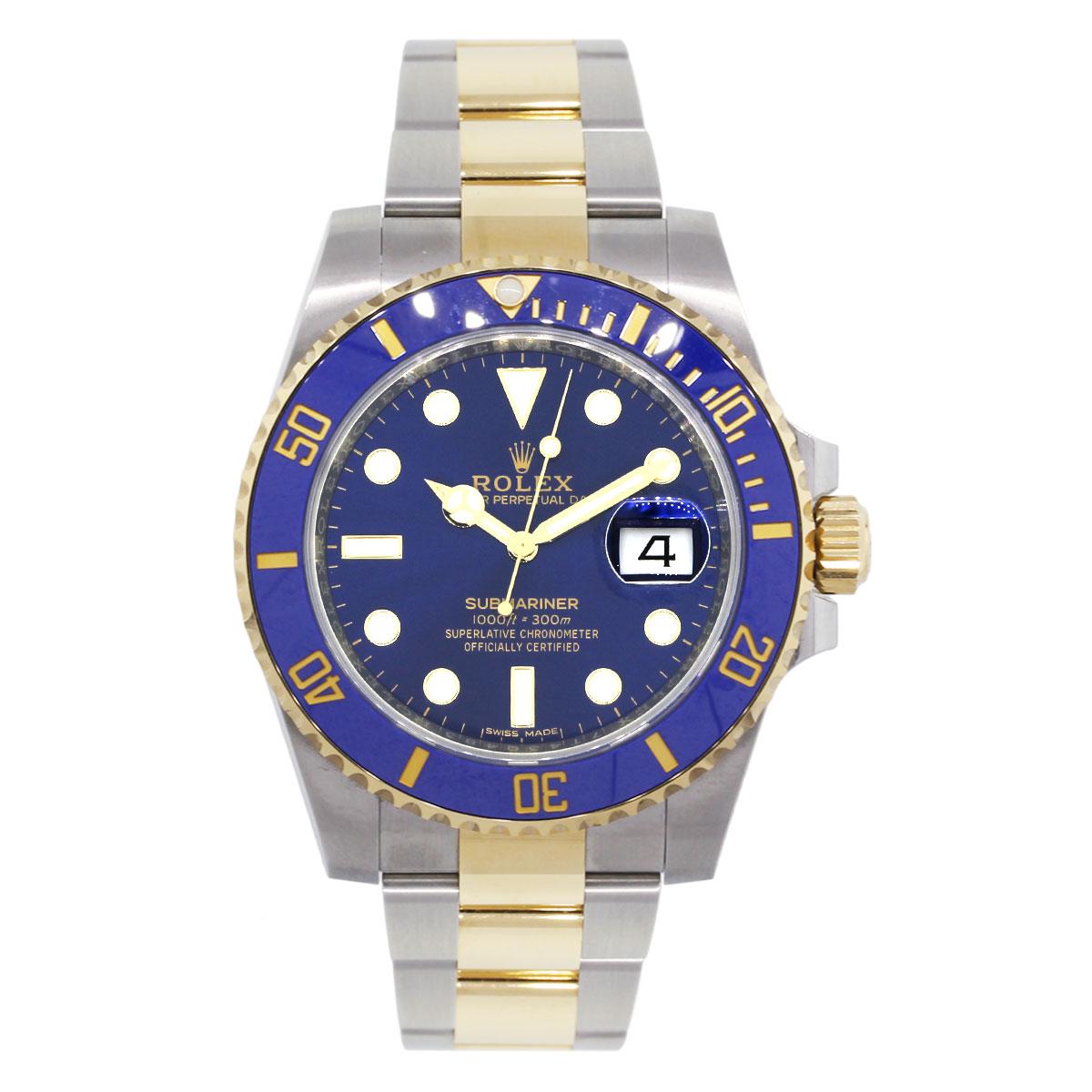 Brand: Rolex
MPN: 116613LB
Model: Submariner
Case Material: Stainless steel
Case Diameter: 40mm
Crystal: Sapphire crystal
Bezel: Blue ceramic bezel
Dial: Blue dial
Bracelet: 18k yellow gold and stainless steel oyster band
Size: Will fit a 8″